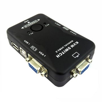 Bolwins VGA-Switch D42C KVM Switch Box USB 2.0 VGA PS2 für 2 PC Tastatur Maus Monitor