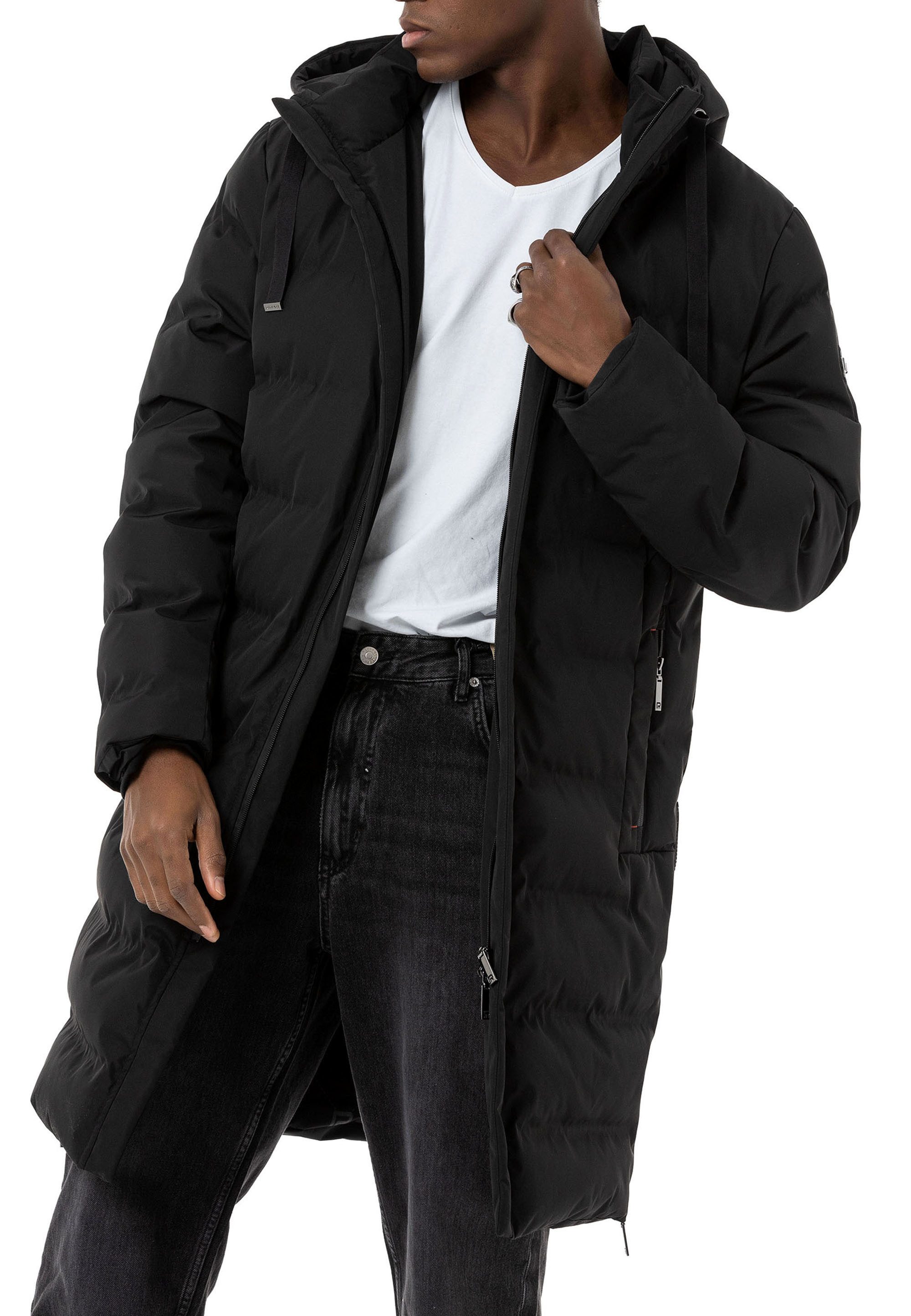 RedBridge Steppmantel mit Kapuze Lange Winterjacke Warm Leicht Casual Verde günstig online kaufen