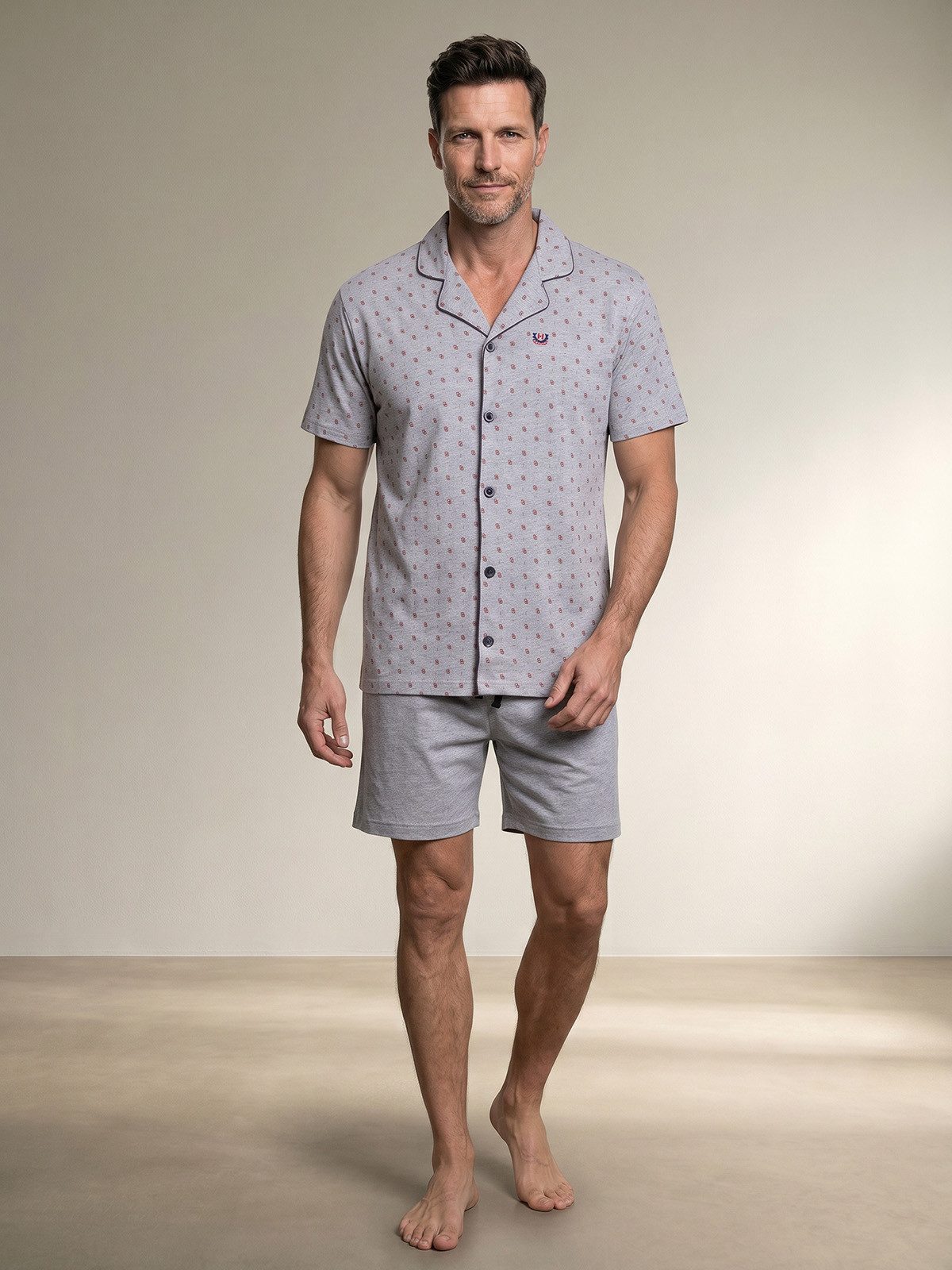 Henry Terre Shorty Karl Uni Shorts mit Paspel Pyjama Set Kurz