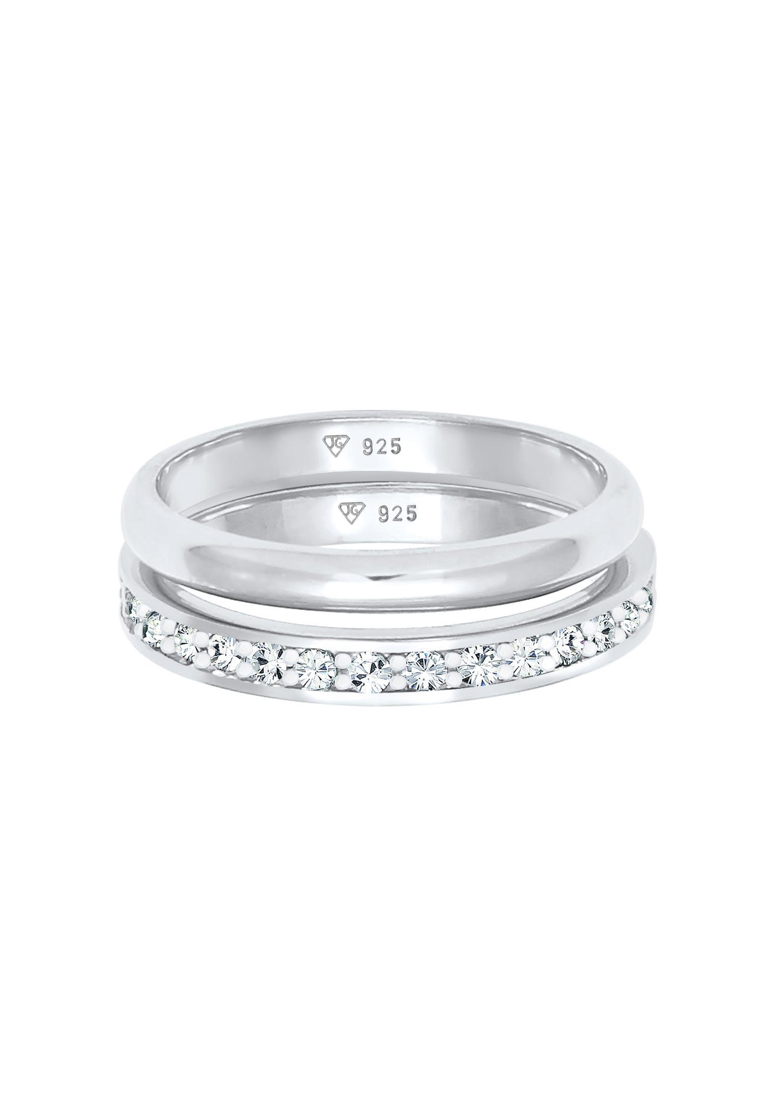 Elli Solitärring Kristalle Memoire Bandring Basic (2 tlg) 925 Sterling Silb günstig online kaufen