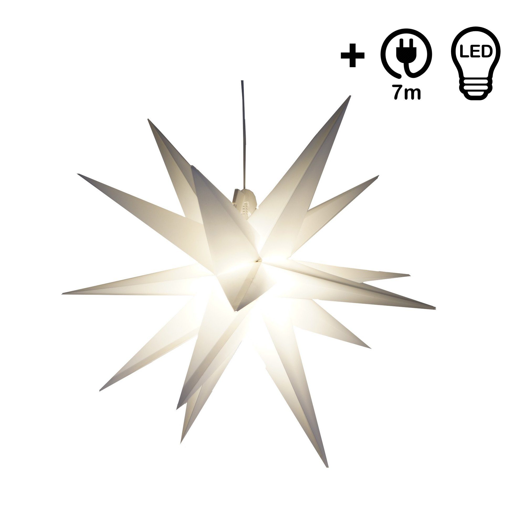 Guru-Shop LED-Stern für außen 3D 4xAA cm,.., Kaspar, LED-Leuchtmittel fest Ø Außenstern weiß verbaut Batterie 55