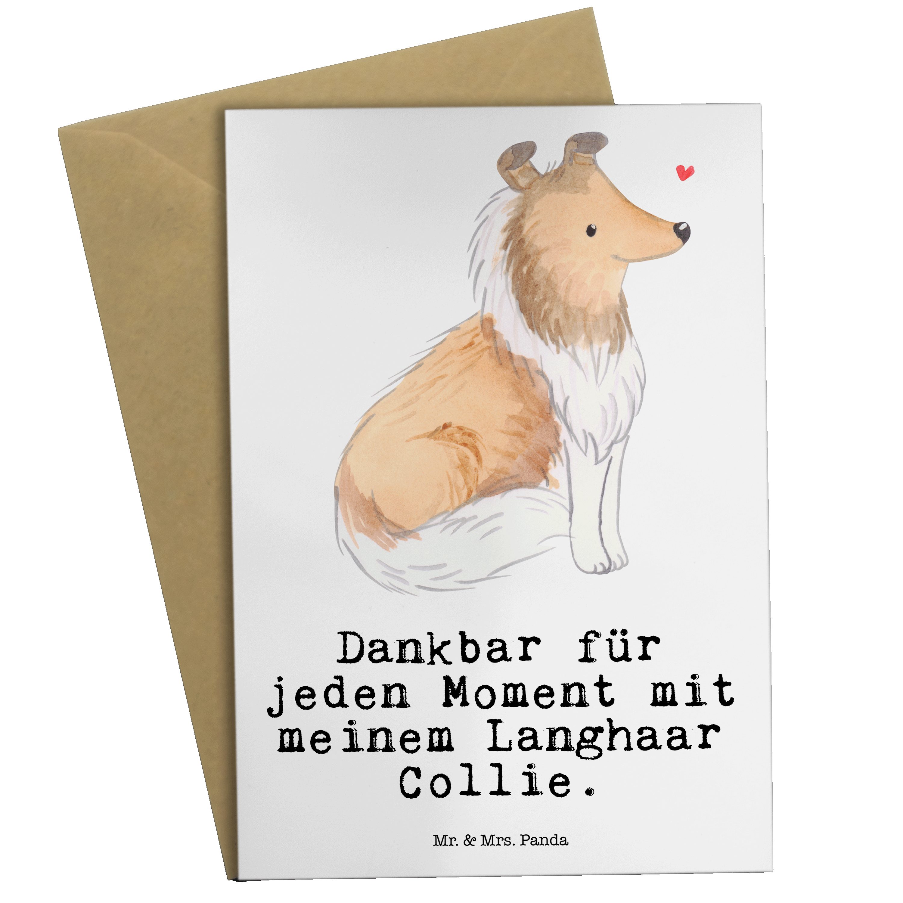 Mr. & Mrs. Panda Grußkarte Langhaar Collie Moment - Weiß - Geschenk, Hunderasse, Karte, Hundebes