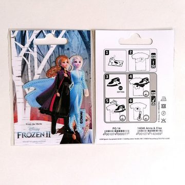 Disney Aufnäher Bügelbild, Aufbügler, Applikationen, Patches, Flicken, zum aufbügeln, Polyester, Frozen Anna + Elsa Eiskönigin   - Größe: 8 x 6,3 cm