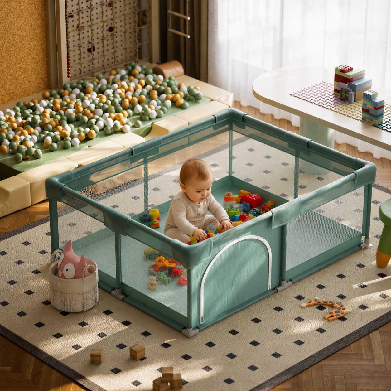Koonmi Laufgitter Baby-Laufstall, Sicherheitsgitter