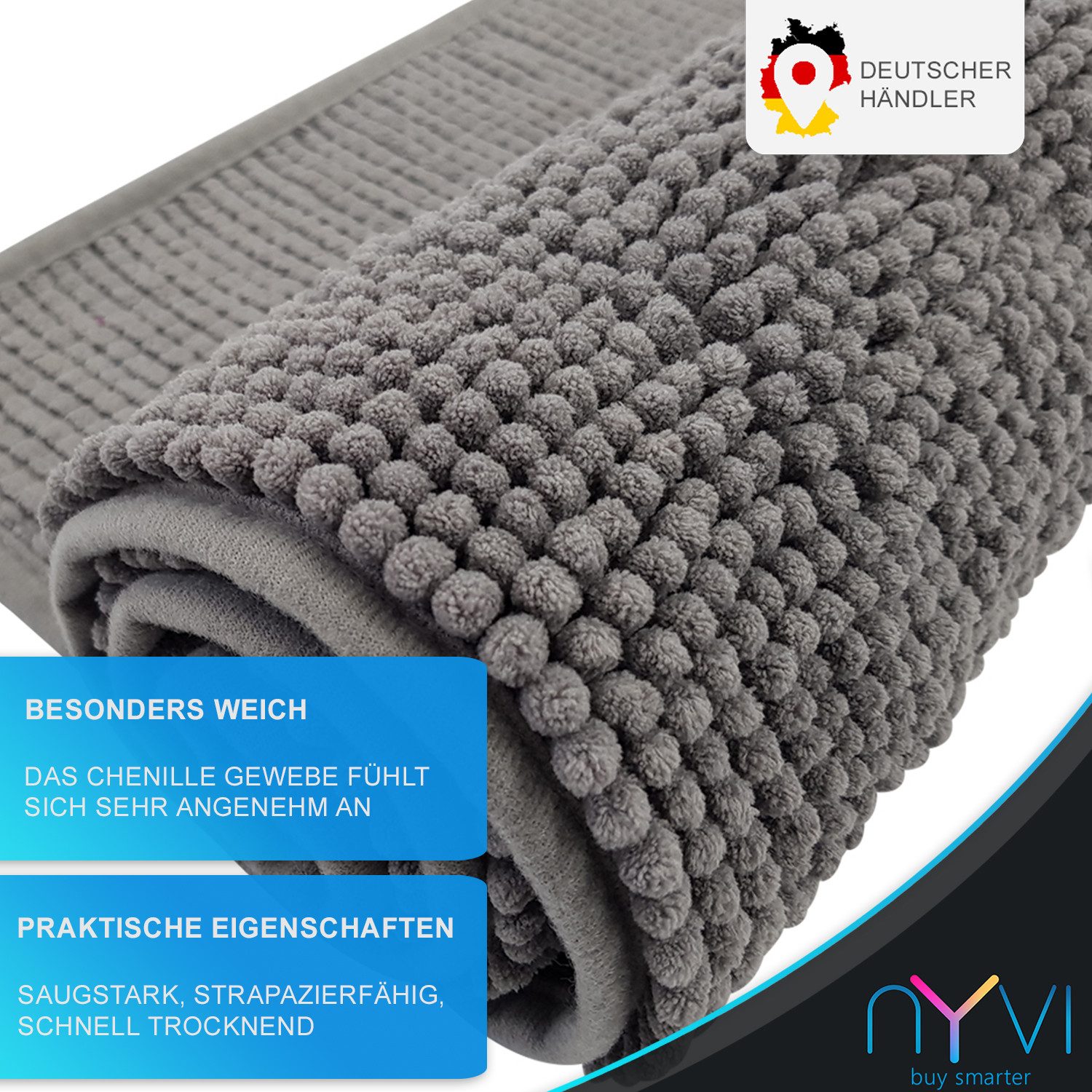 NYVI Badematte WC Vorleger NYVISpa Chenille Badvorleger, Höhe 20 mm, Polyes günstig online kaufen