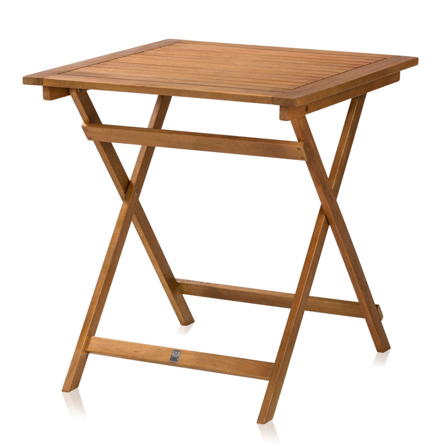 KHG Klapptisch Gartentisch 70x70 cm, klappbar, bis 75 kg belastbar (Outdoor-Tisch), aus Eukalyptus-Holz, zum Schutz geölt, FSC-Zertifiziert