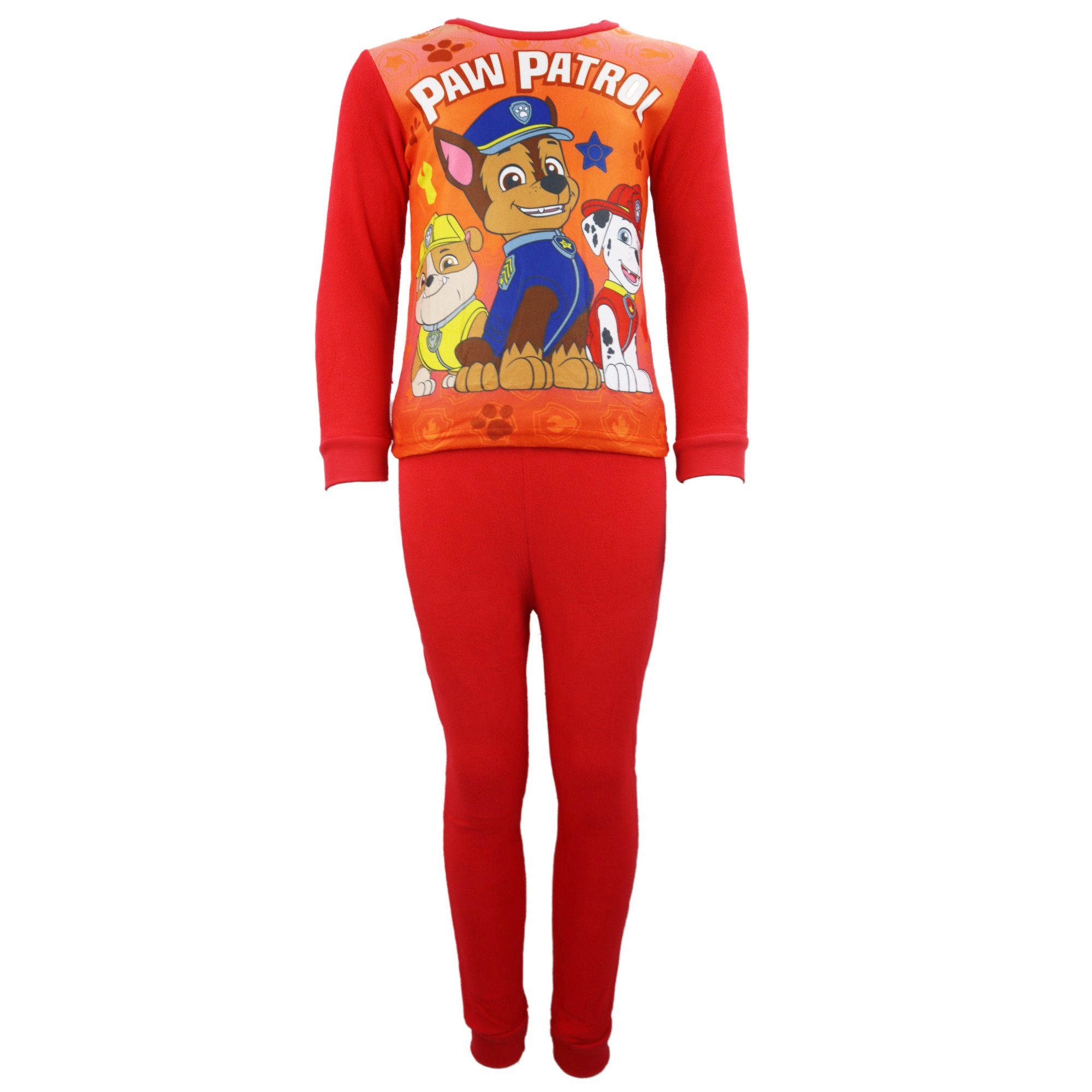 PAW PATROL Schlafanzug Paw Patrol Polar Fleece Kinder Jungen Pyjama Gr. 92 bis 128 Rot