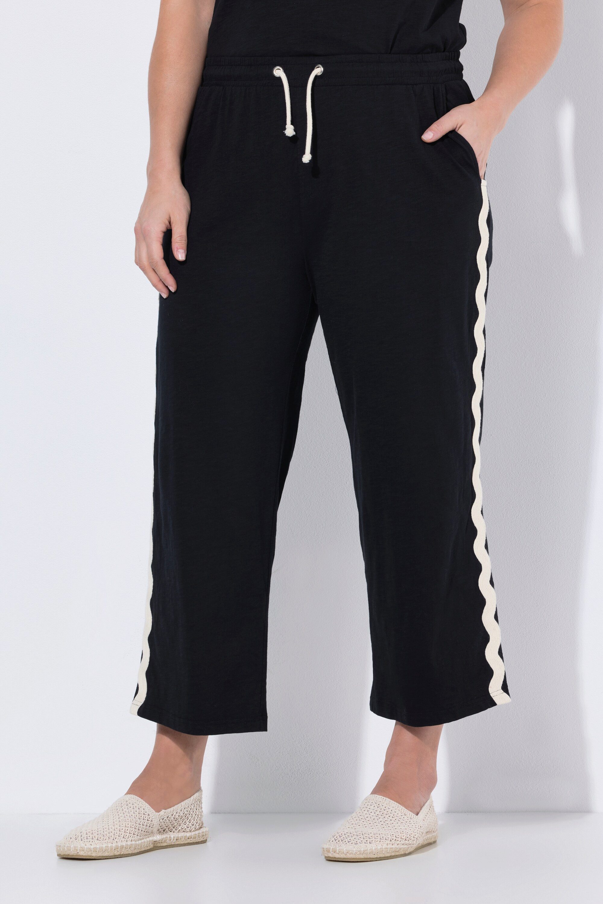 Ulla Popken Schlupfhose Jersey-Culotte Ziernähte weites Bein Elastikbund günstig online kaufen
