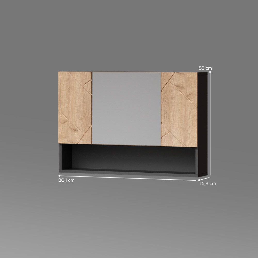 Livinity® Badezimmerspiegelschrank Ronco, Goldkraft Eiche/Anthrazit, 80.1 x 55 cm (1-St)