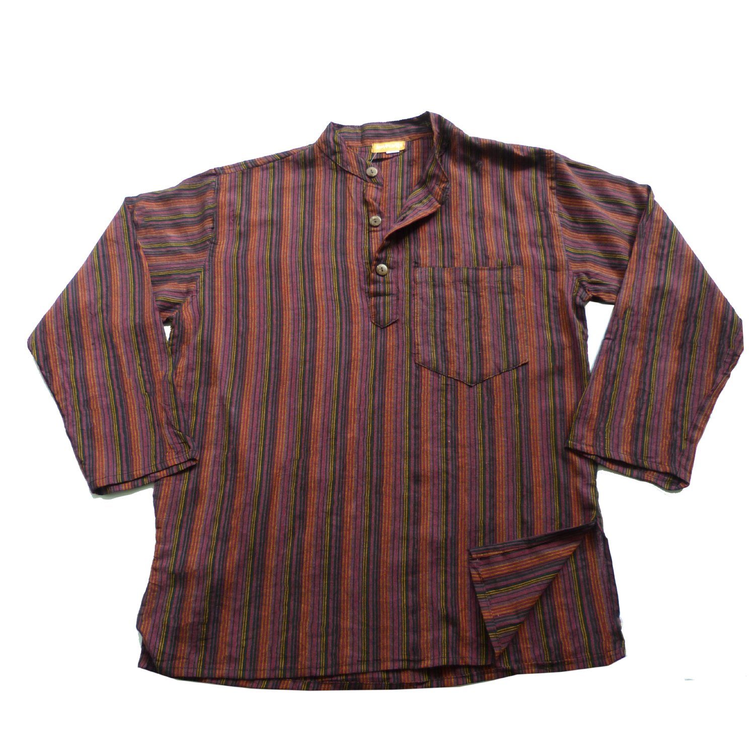 SIMANDRA Streifenhemd Herren Kurta Klassisch Gestreift Rot