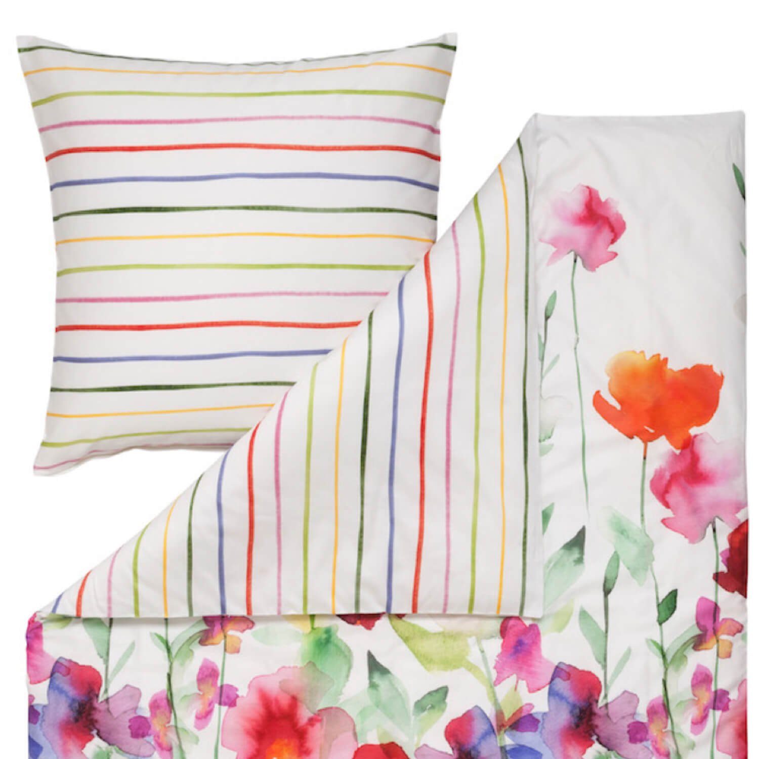 Estella Bettwäsche Aquarell 4703 985 multi, Mako-Satin, 3 teilig, Aquarell, günstig online kaufen