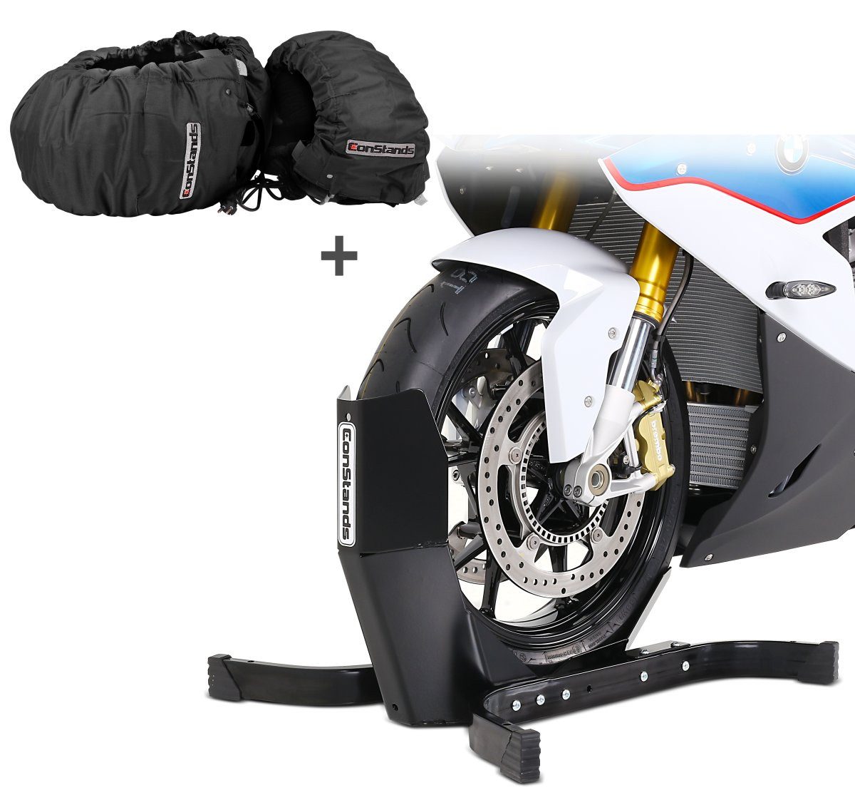 Motorradheber Set RP1 Motorrad Reifenwärmer (Paar)+ Motorradwippe Easy Plus
