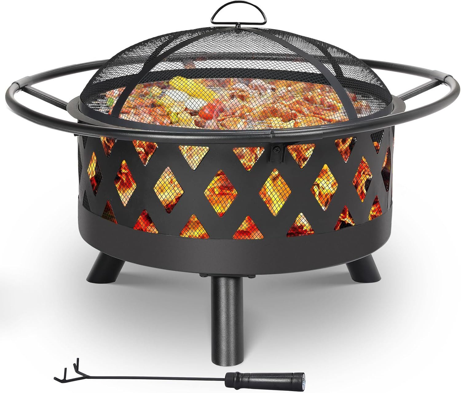 TLGREEN Feuerschale Feuerschalen für den Garten, (BBQ Feuerstelle Outdoor, Retro-Look Fire Pit, Ø 76cm Feuerkorb, Multifunktional Feuerkorb)