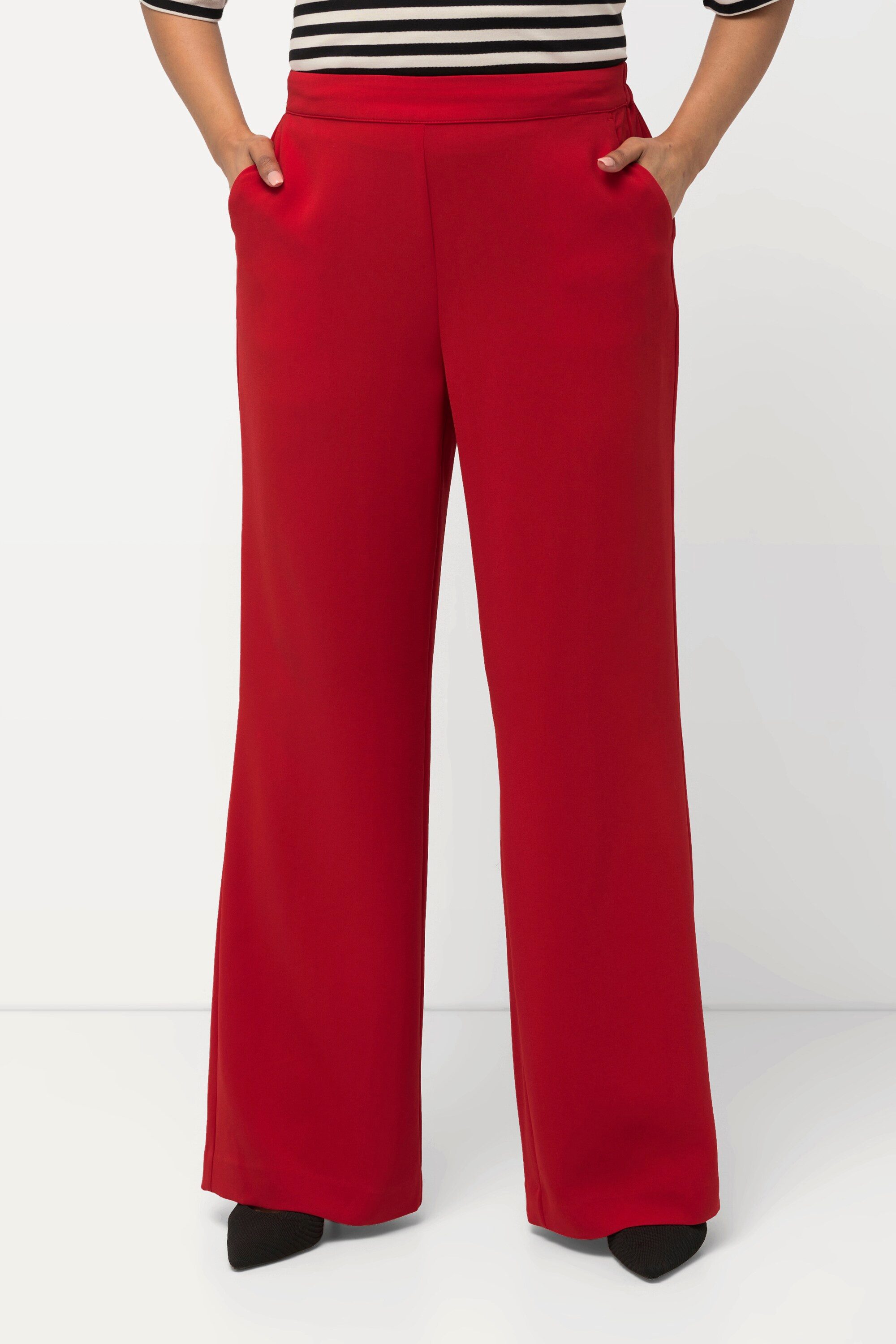 Ulla Popken Funktionshose Anzughose weites gerades Bein Elastikbund günstig online kaufen