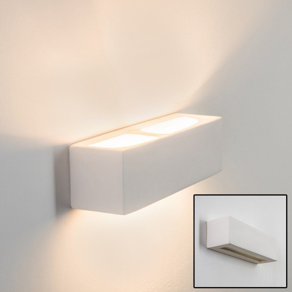 hofstein Wandleuchte »Carsoli« Wandlampe aus Keramik in Weiß, ohne Leuchtmittel, Up & Down-Effekt, 1xE27, Fassung,mit handelsüblichen Farben bemalbar