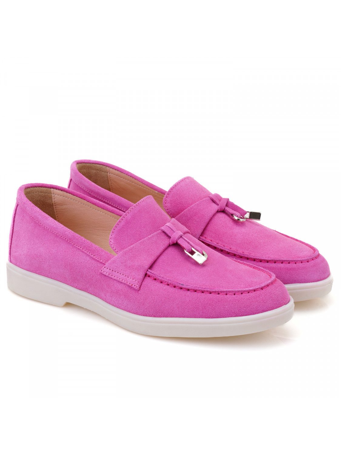 Desa Desa Damen-Slipper aus Wildleder – Lederfutter, Synthetiksohle, flache Loafer