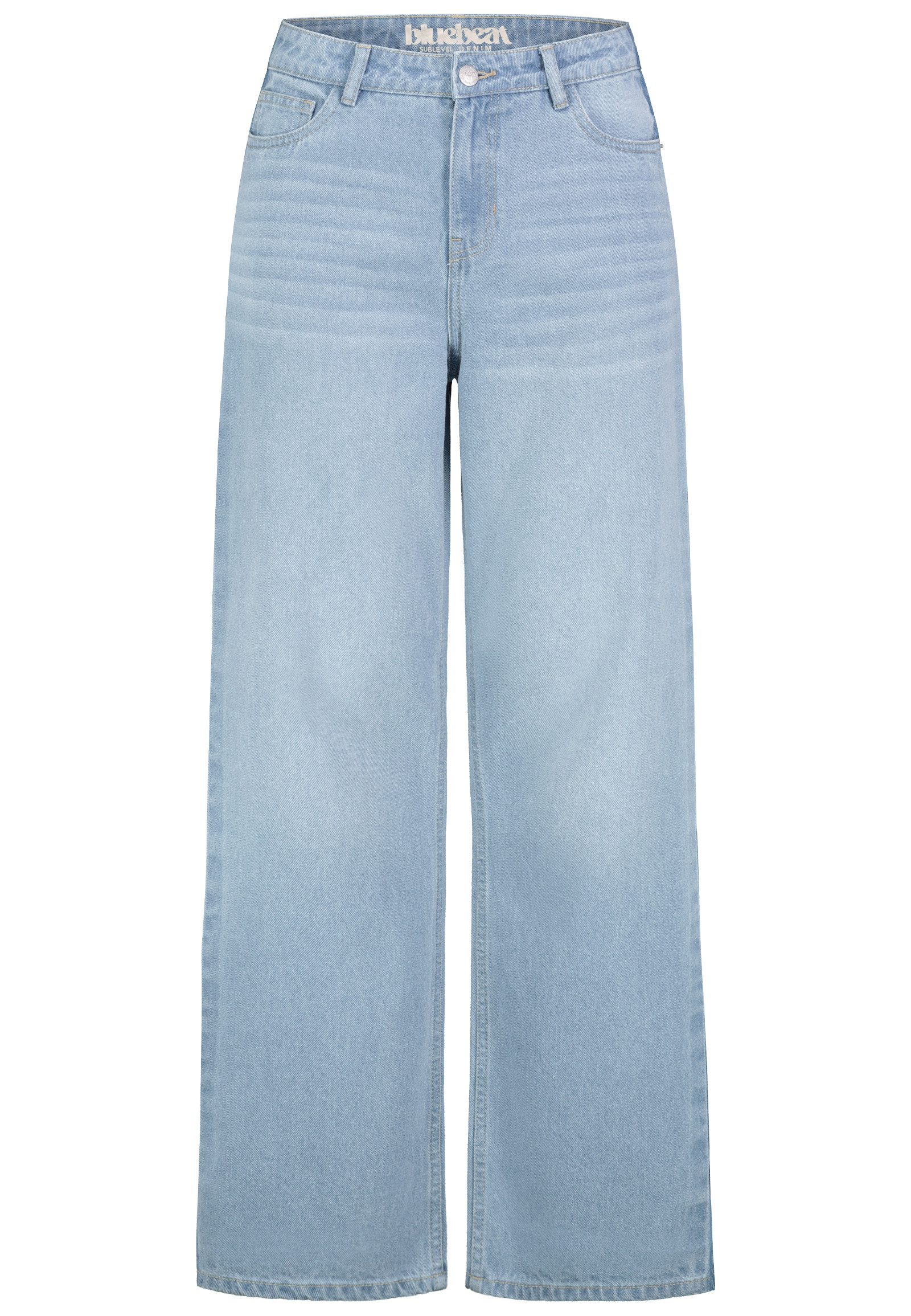 SUBLEVEL Loose-fit-Jeans Damen Wide Leg Jeans mit Seitenstreifen Mid-Waist-Jeans, 5-Pocket Style