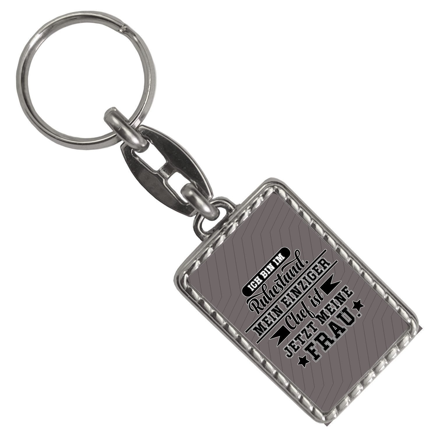 speecheese Schlüsselanhänger Rente Schlüsselanhänger mit Bordüre ein Accessoire für deinen