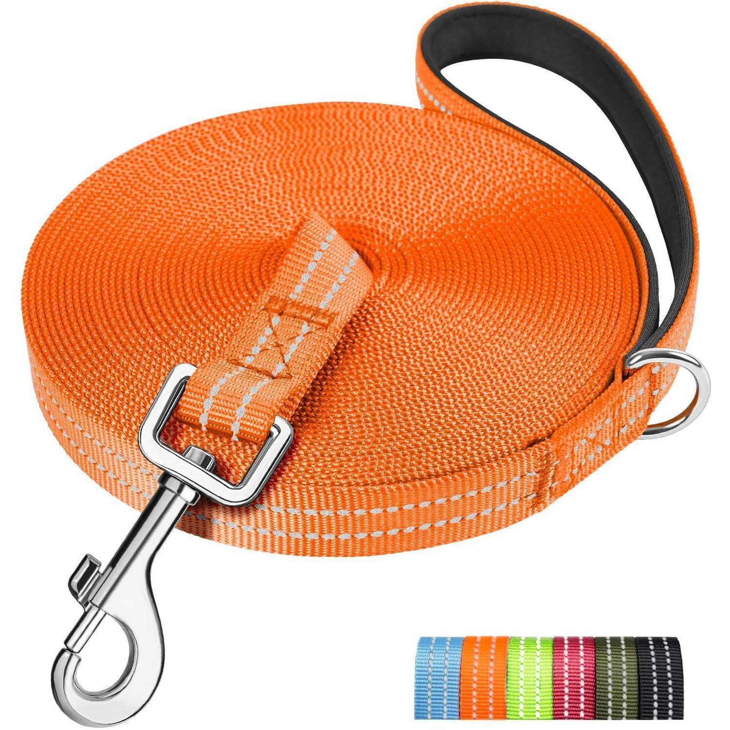 LuxusKollektion Schleppleine Schleppleine Hund lang reflektierend Orange 5m, Textil
