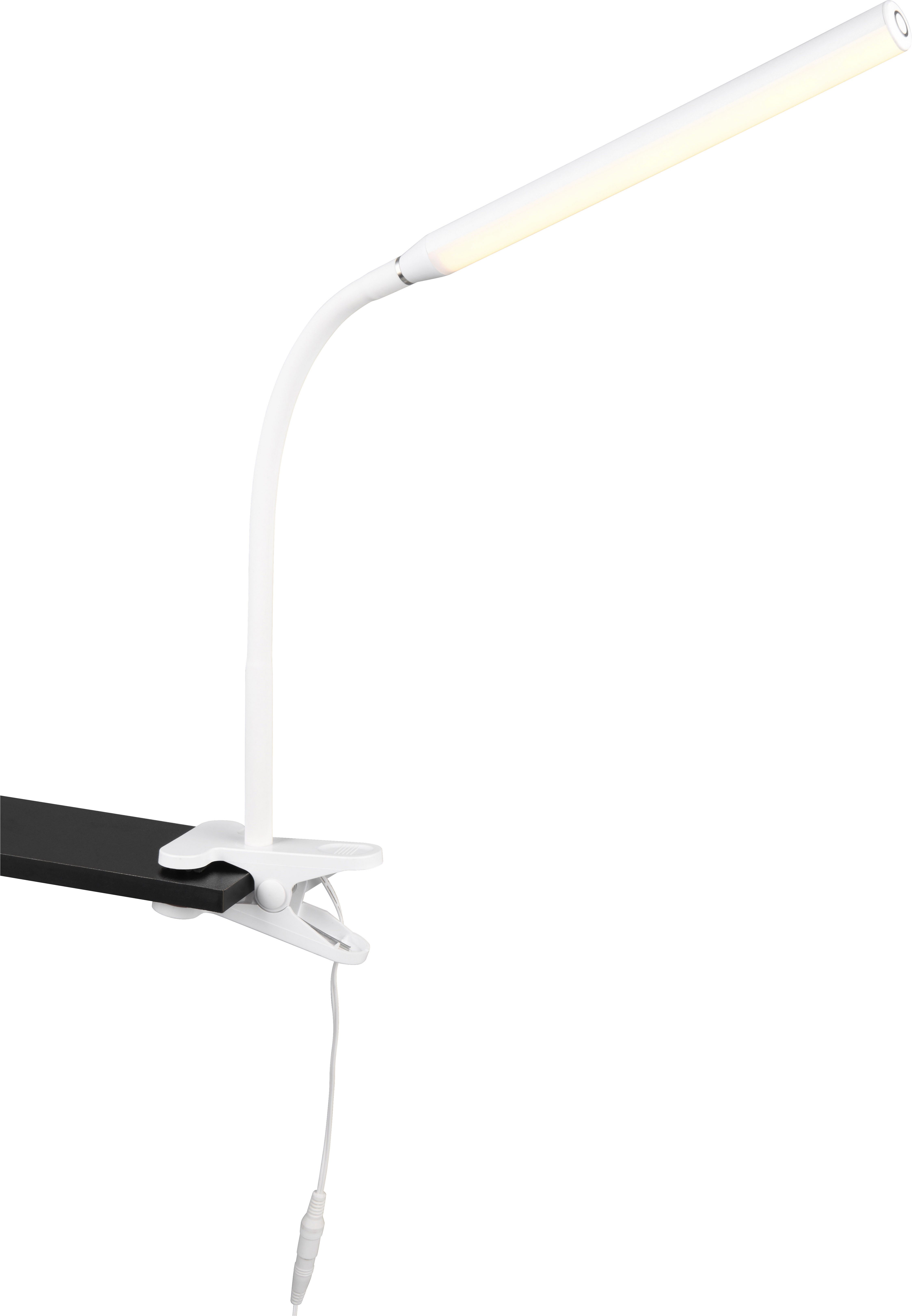 Reality Leuchten LED Klemmleuchte NEVADA, 5W 600 Lumen CCT 3000-4000-5000K wamweiß-kaltweiß, Dimmfunktion, Ein-/Ausschalter, Memoryfunktion, LED fest integriert, Farbwechsler, warmweiß - kaltweiß, Lichtfarbe einstellbar dimmbar per Sensordimmer schwenkbare Klemmlampe