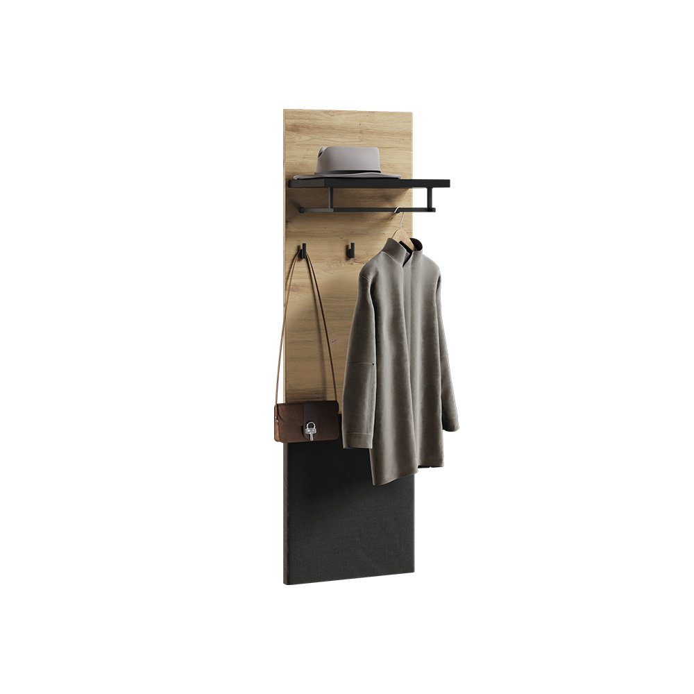 Kleiderbügel, LIMA Schuhregal, Compleo Loft Möbelset, (Schrank, Artisan eiche/schwarz Spiegel) stil Modernes Garderoben-Set