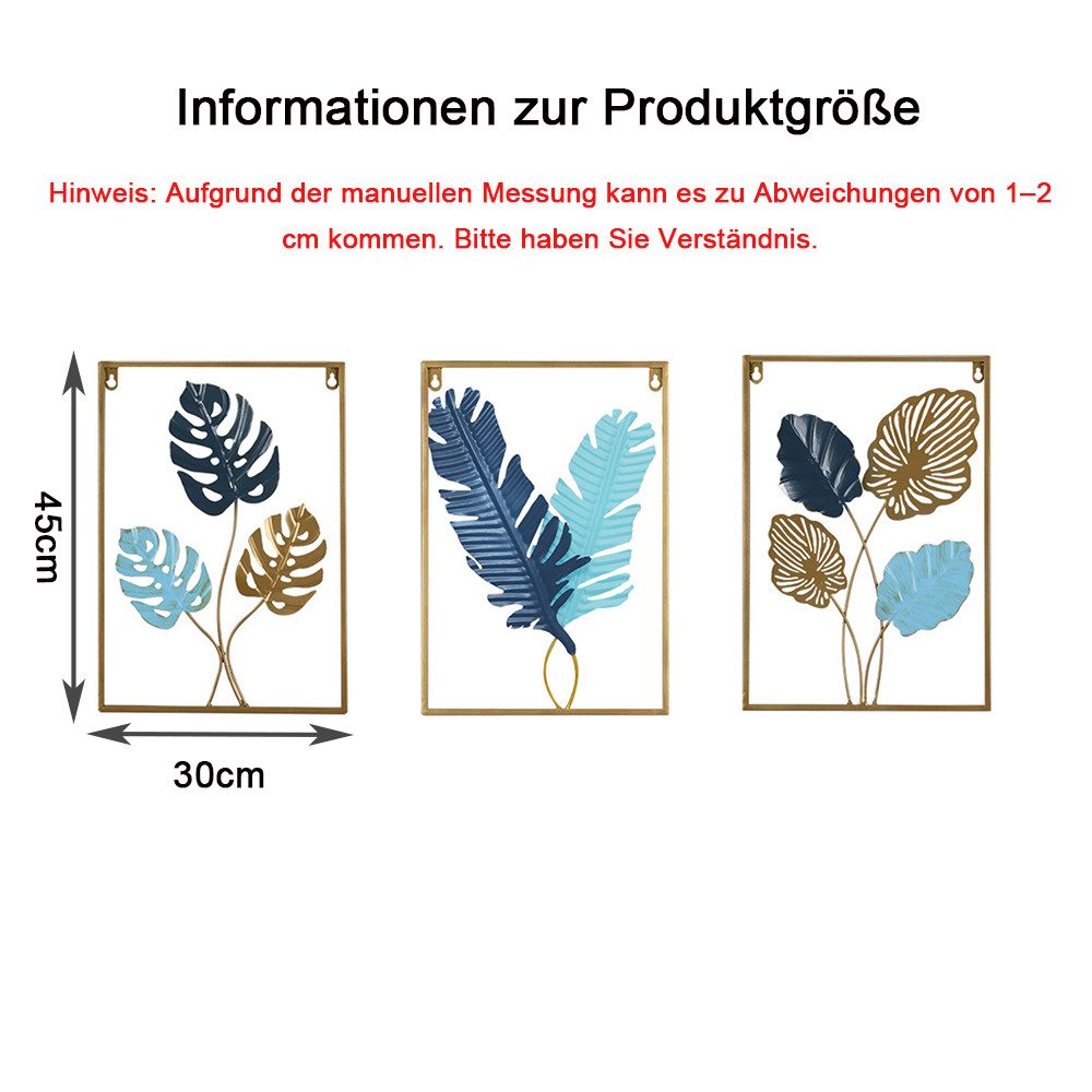 TUWENA Wanddekoobjekt 3er Set Gold Wanddeko Metall Moderne Wandornament Heimdekoration (3 St) – Bild 2 von 5