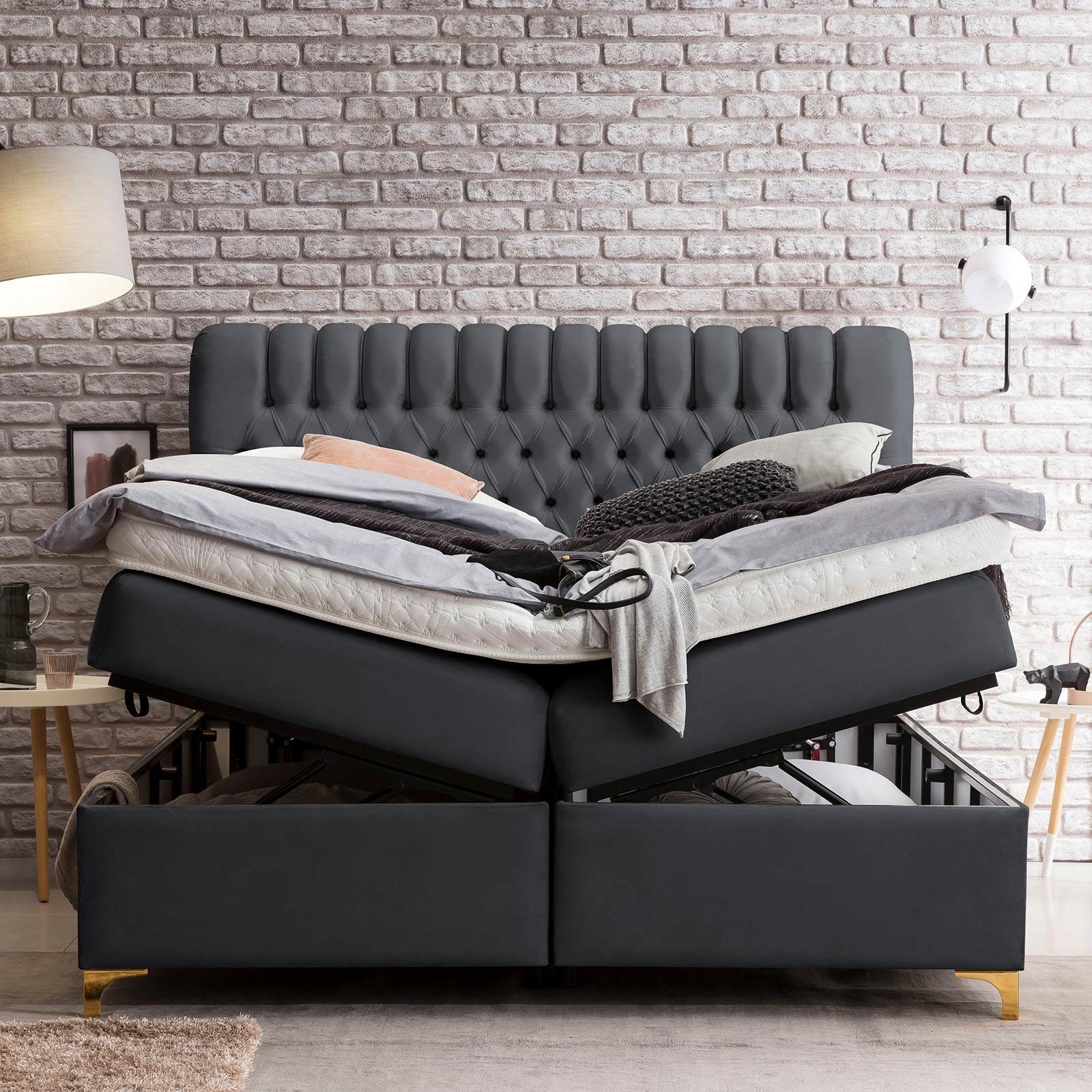 BettCo Stauraumbett Boxspringbett mit Bettkasten Chester günstig online kaufen