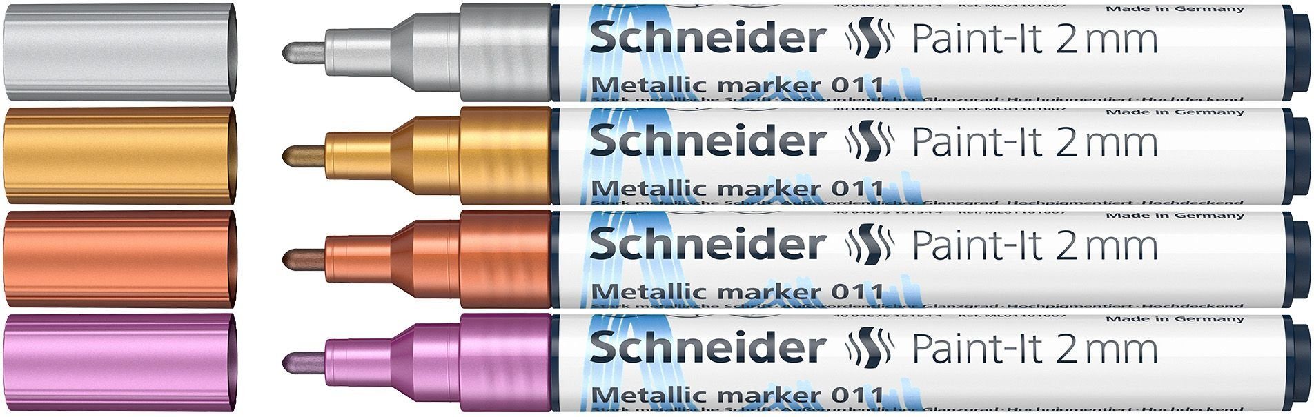 Schneider 4 Schneider 011 Lackmarker farbsortiert 2,0 mm Tintenpatrone