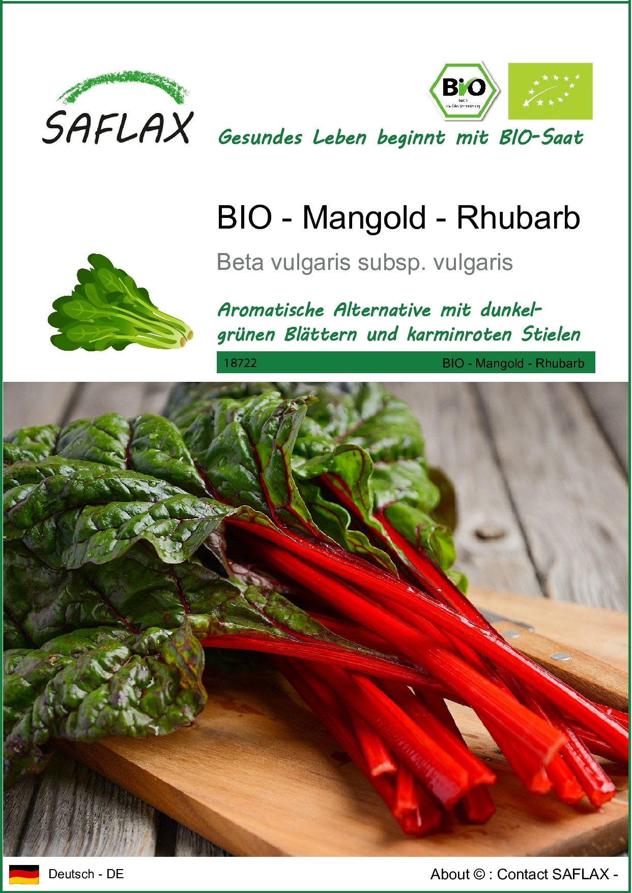 Gemüsesamen SAFLAX - Samen - BIO - Mangold - Rhubarb