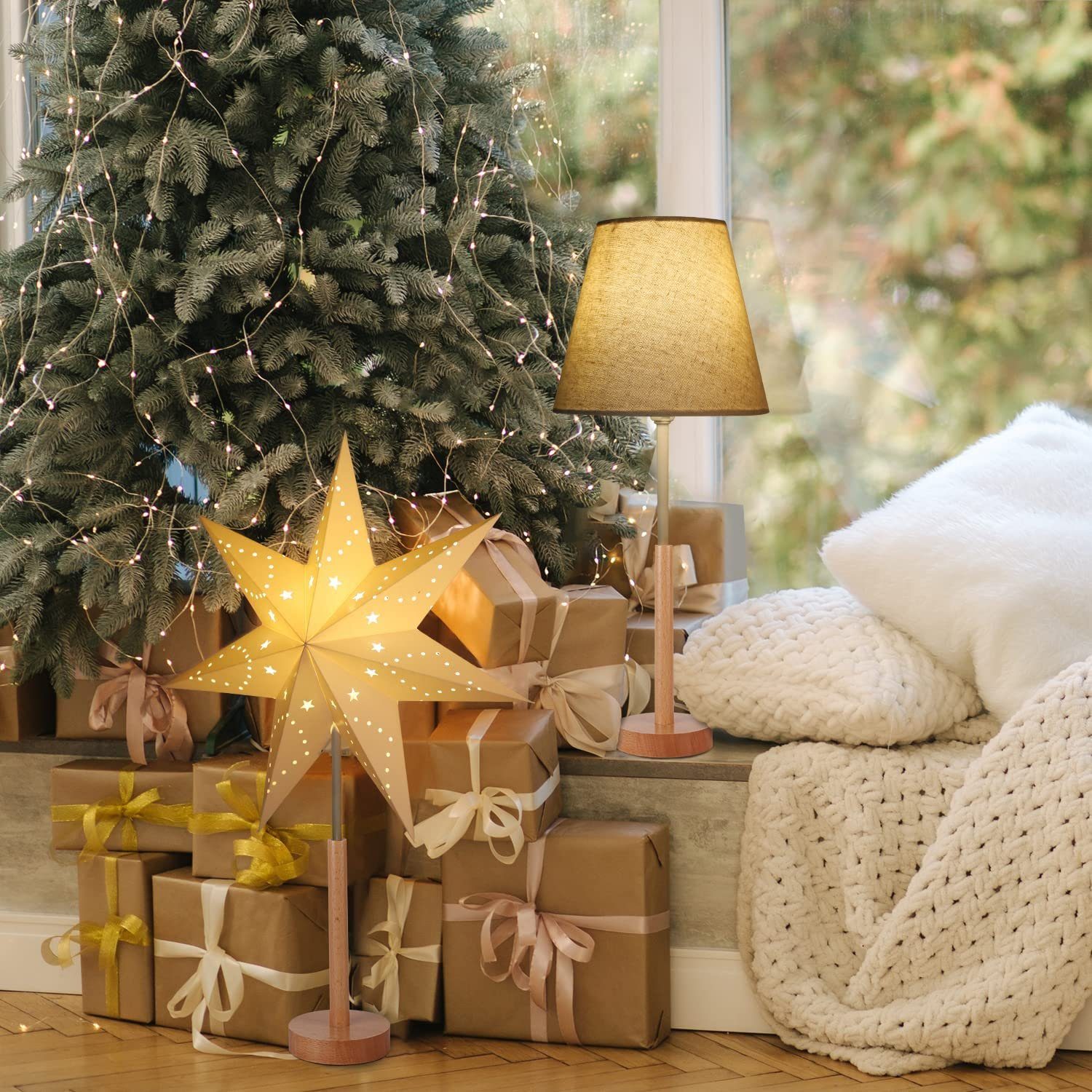 Salcar Papierstern LED Stern Beleuchtet Weihnachtsstern Tischlampe Sternenl günstig online kaufen