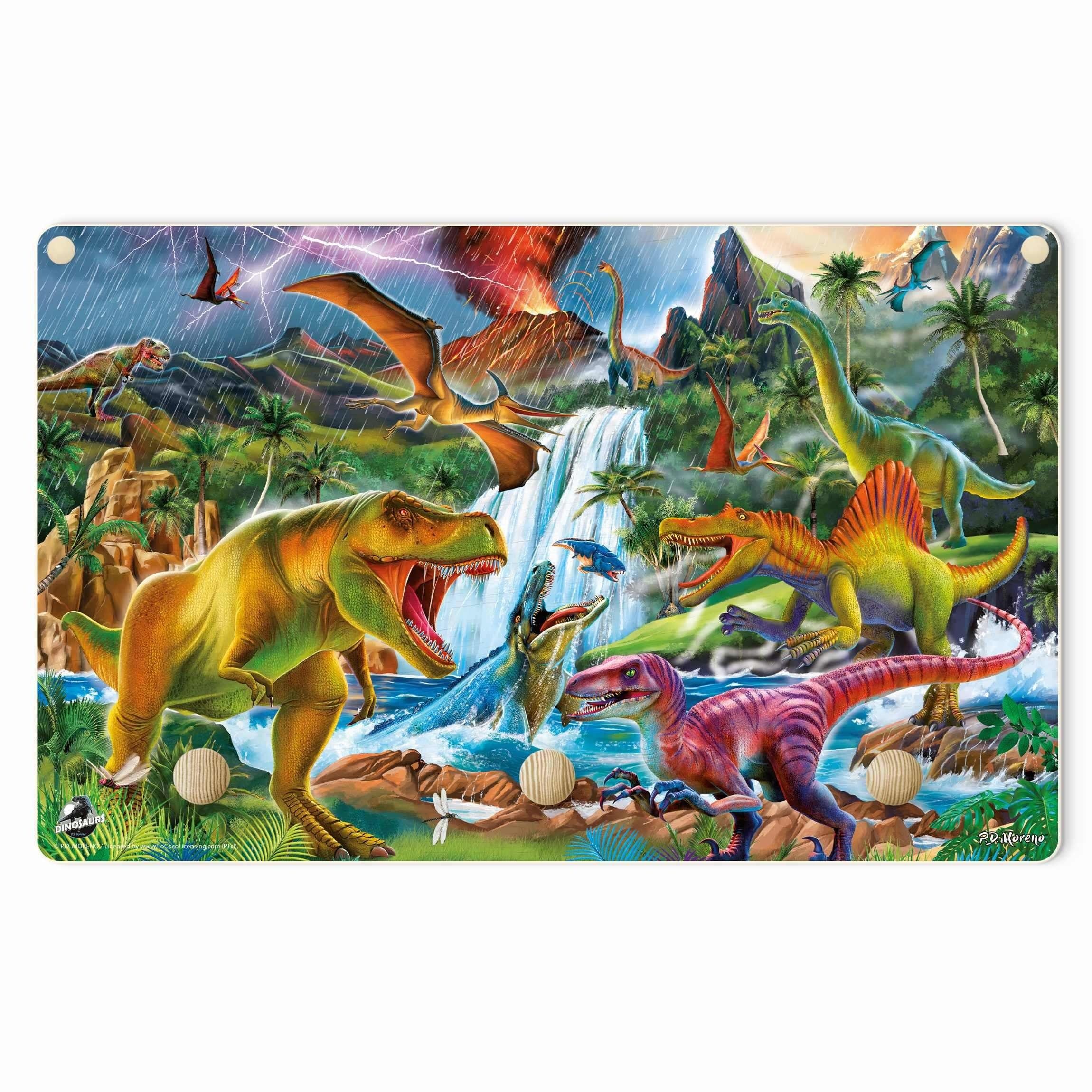 Bilderdepot24 Garderobenpaneel bunt Illustration Tiere Dinosaurier günstig online kaufen