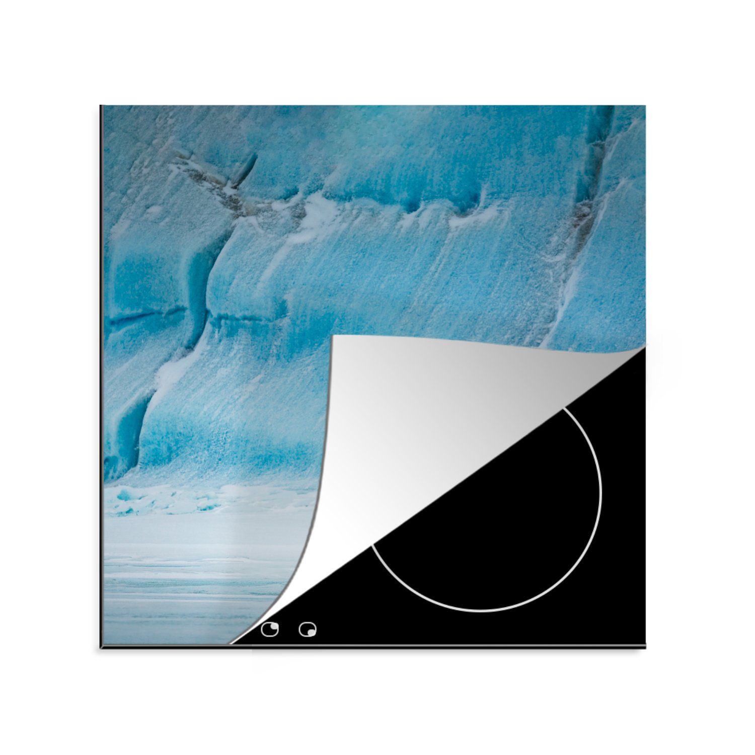 MuchoWow Herdblende-/Abdeckplatte Zwei Kaiserpinguine vor einem Eisberg, Vinyl, (1 tlg), 78x78 cm, Ceranfeldabdeckung, Arbeitsplatte für küche
