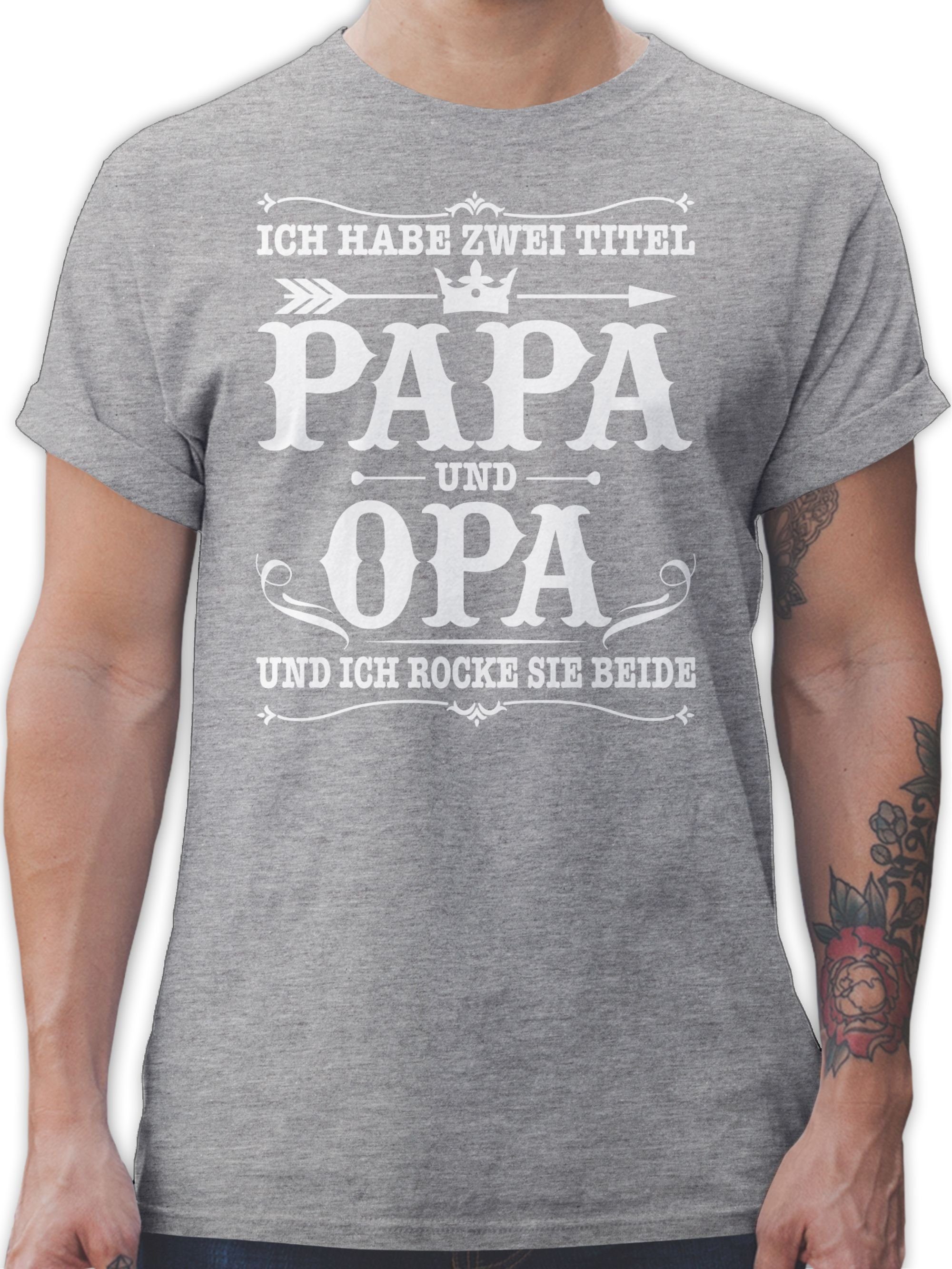 Shirtracer T-Shirt Ich habe zwei Grau Papa und 03 Titel meliert Geschenke Opa Opa
