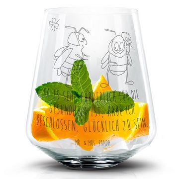 Mr. & Mrs. Panda Cocktailglas Hummeln Kleeblatt - Transparent - Geschenk, Spruch schön, Cocktail Gl, Premium Glas, Laser-Gravierte Motive