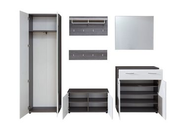 ebuy24 Kleiderschrank LineGD Garderobenmöbel Set rauchsilber, weiß Hochg