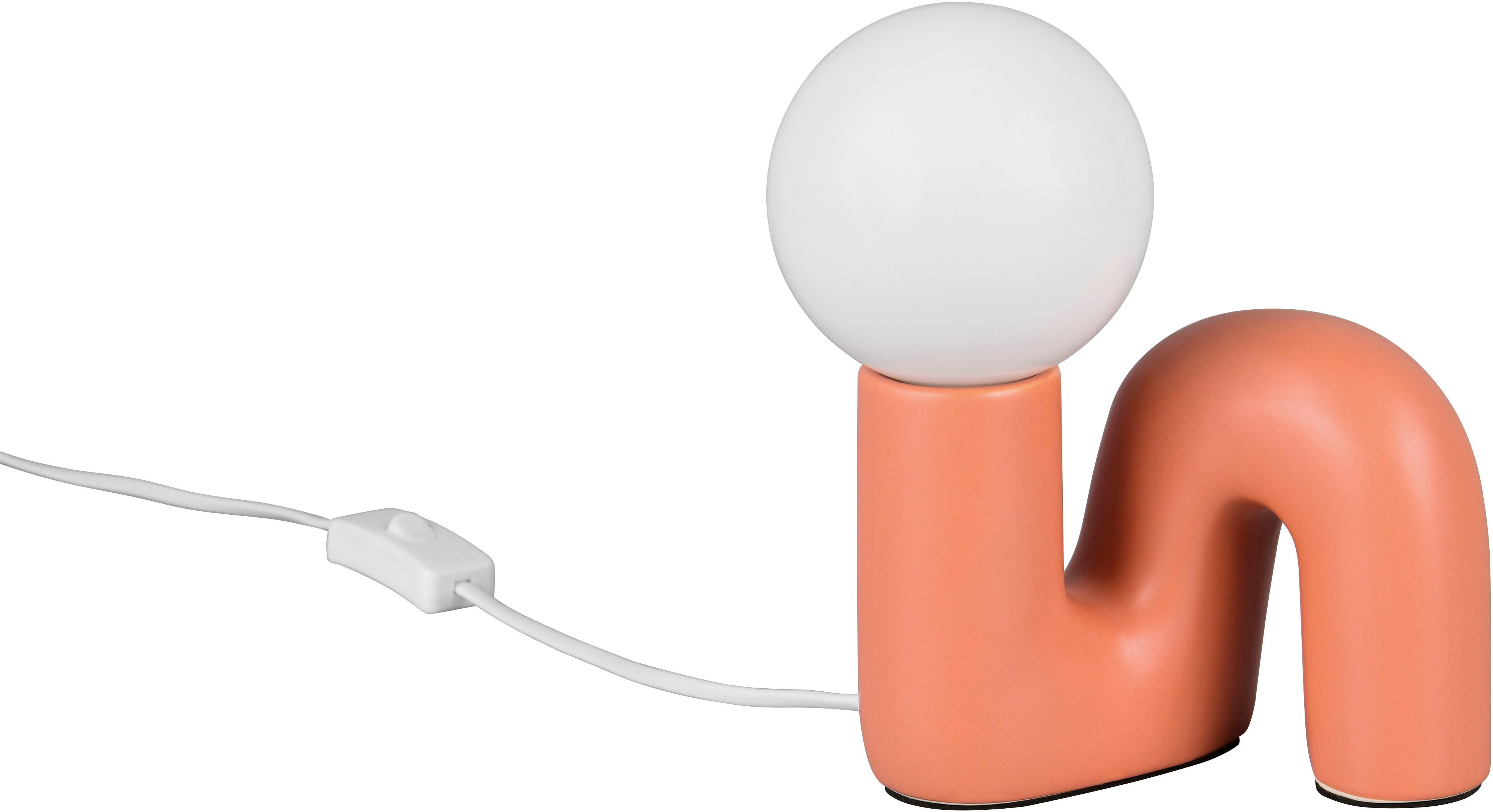 Reality Leuchten Tischleuchte QUINN, Keramik Tischlampe m. Glasschirm, Set inkl 2xG9 Leuchtmittel 3W, Ein-/Ausschalter, Leuchtmittel wechselbar, Warmweiß, Design Nachttischlampe, Schreibtischlampe Höhe 22cm, Glas Lampenschirm