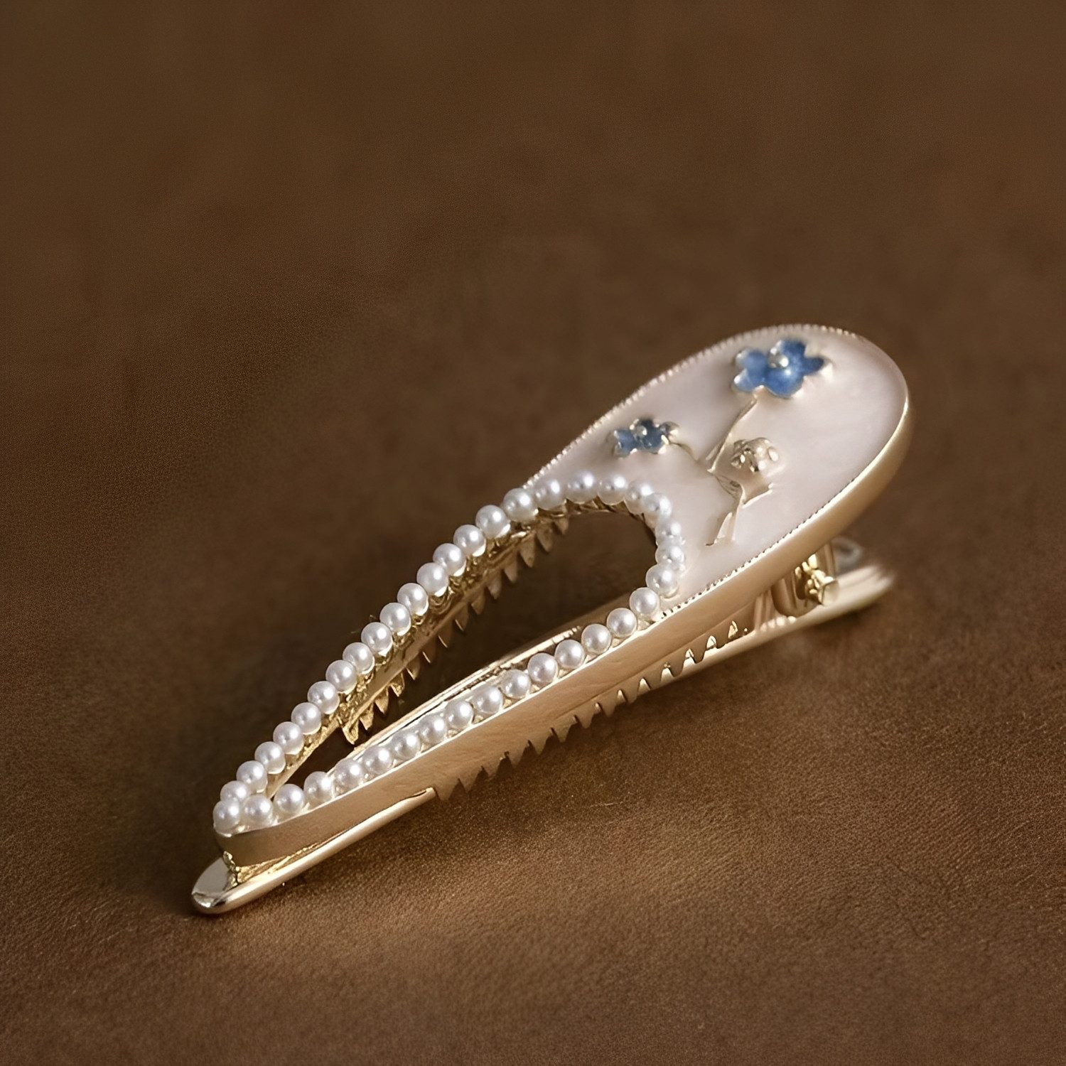 The Beauty House Haarspange Damen Haarklammer im Vintage-Design mit Perlen & Blumen, edler Haarschmuck für Alltag, Hochzeit & Party