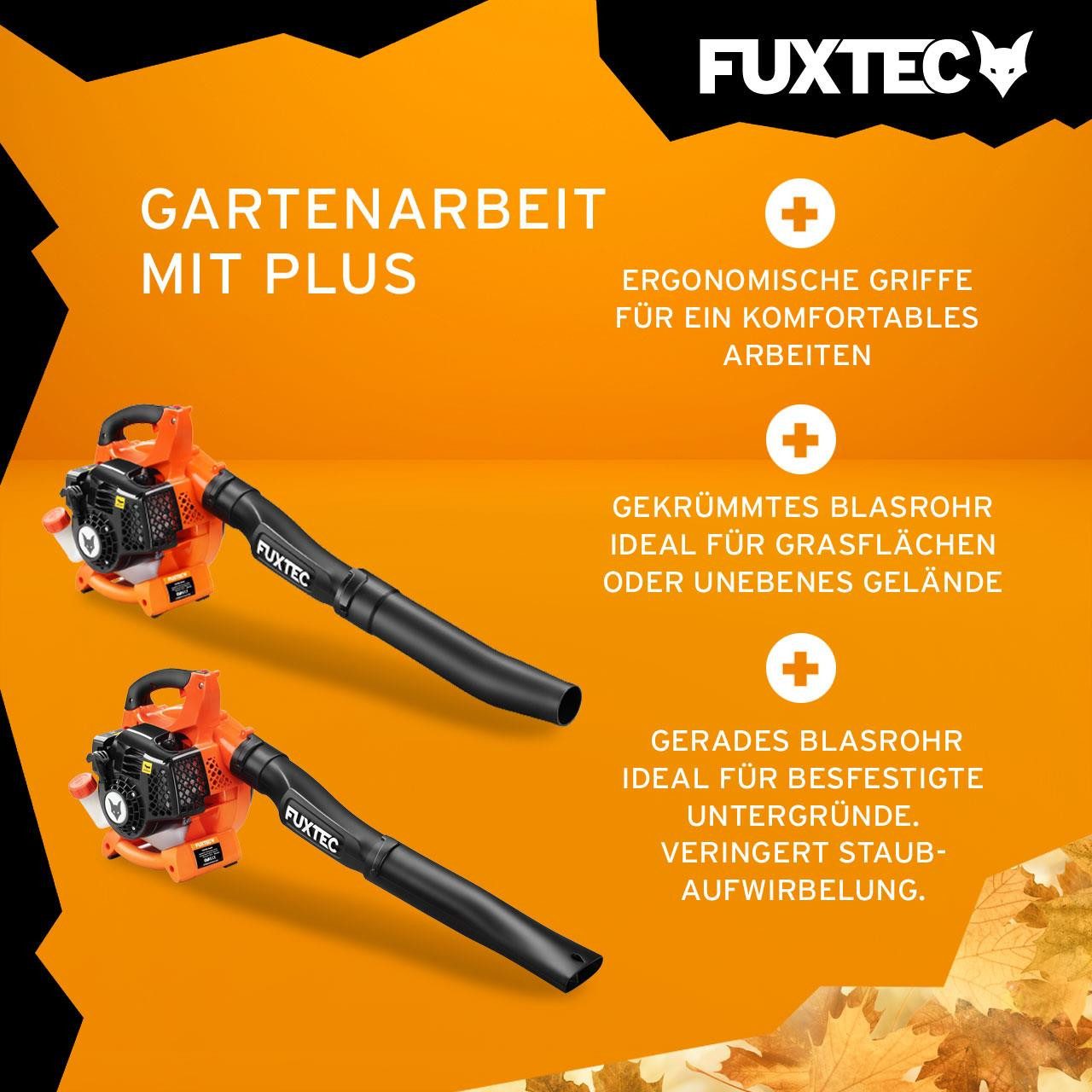 FUXTEC Benzin-Laubbläser FX-LB126, 71m/s, 255,6 km/h Blasgeschwindigkeit, Doppelblasfunktion, 4,6 kg