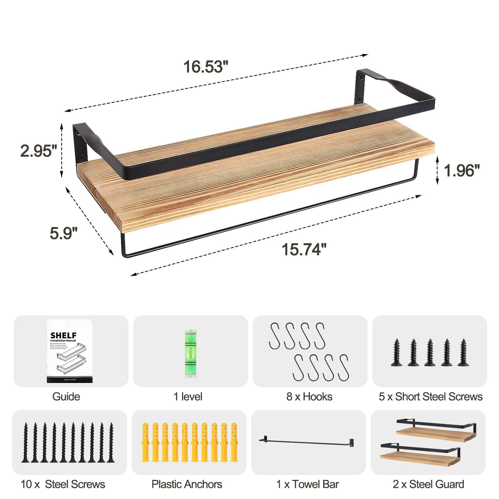 Wandregal Badregal 6 Wandboard Küchenregal 2 mit Haken Stelby Ebenen Wandregal