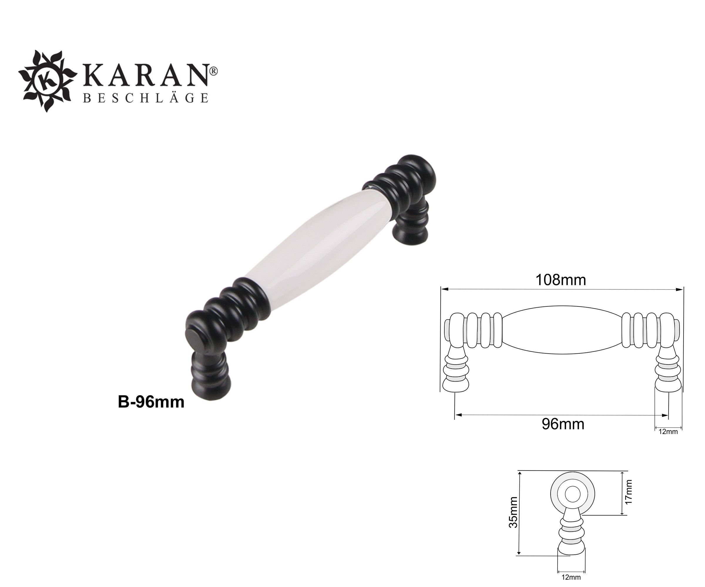 KARAN BESCHLÄGE Schubladengriff, Schrankgriff, Möbelgriff Porzellan Möbelgriff,