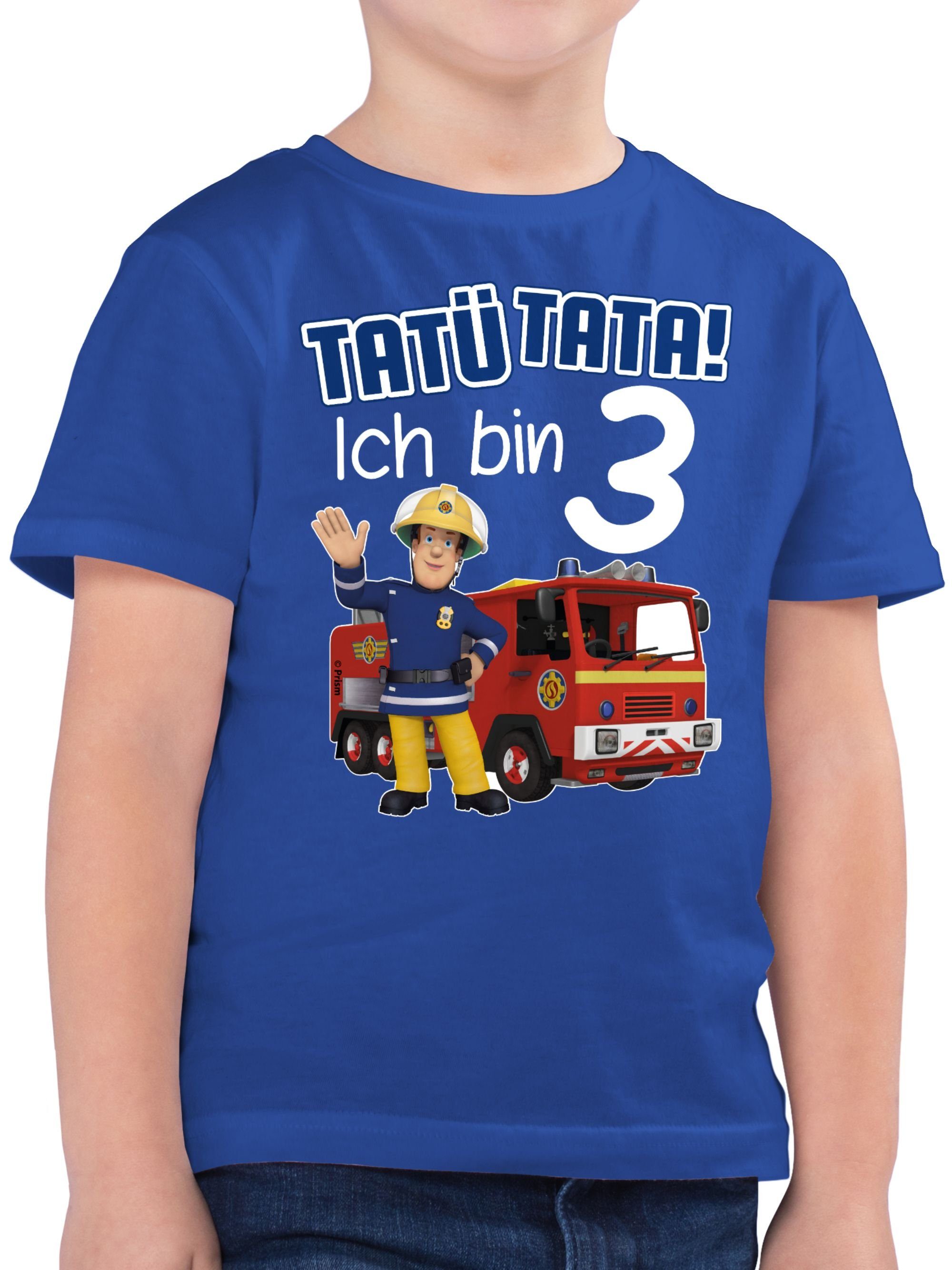 Shirtracer T-Shirt Tata! bin 03 Royalblau Jungen Feuerwehrmann Ich 3 Tatü Sam