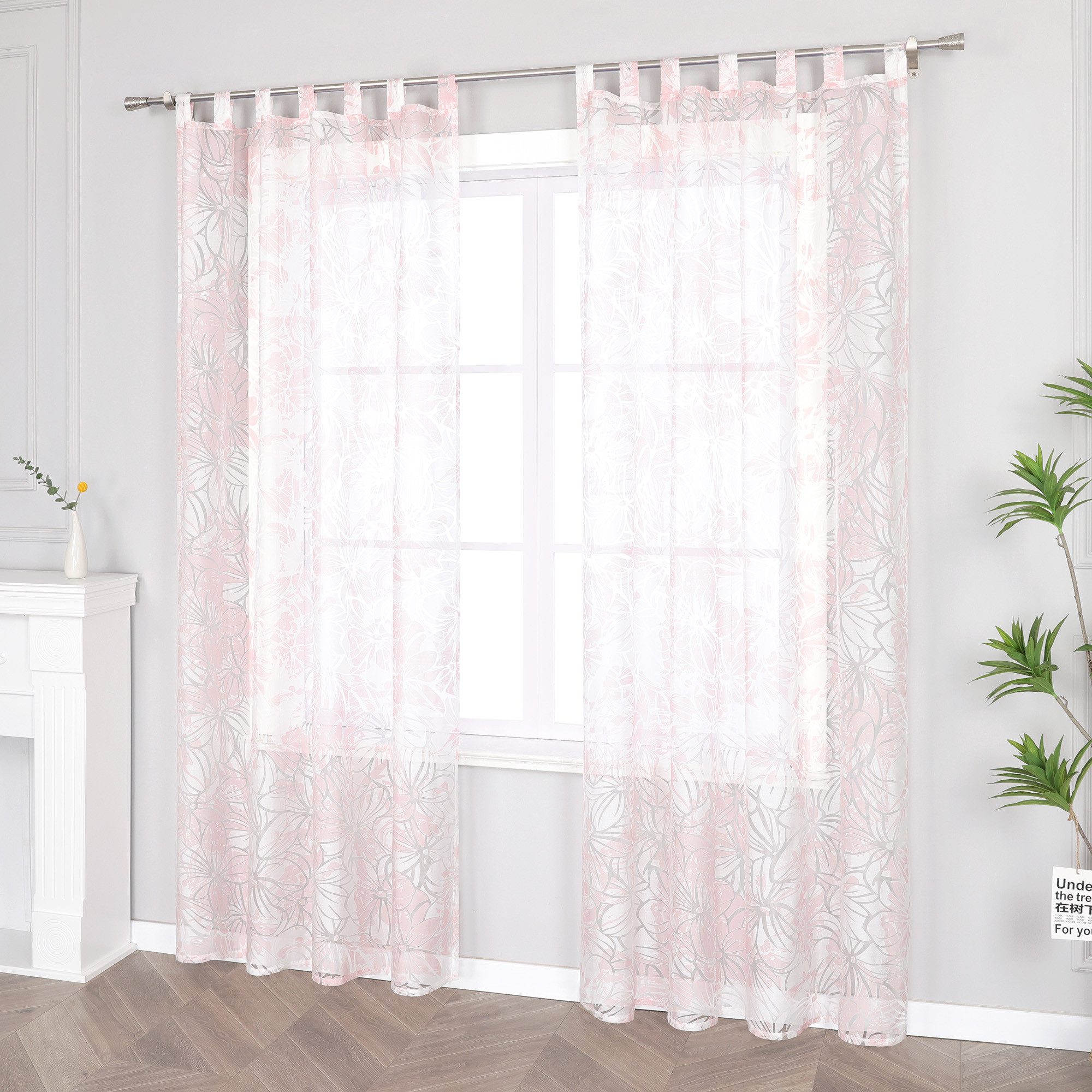 Joyswahl Gardine (1 St), Schlaufen, transparent, Volie Ausbrenner, Voile Ausbrenne Gardinenschals mit Floral Muster Wohnzimmer