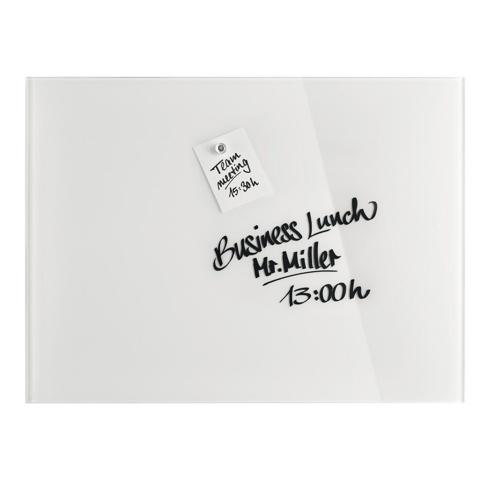 magnetoplan® Anzeigetafel Design Glas-Magnettafel - 80x60cm - magnetisch/beschreibbar - Weiß (1-St)
