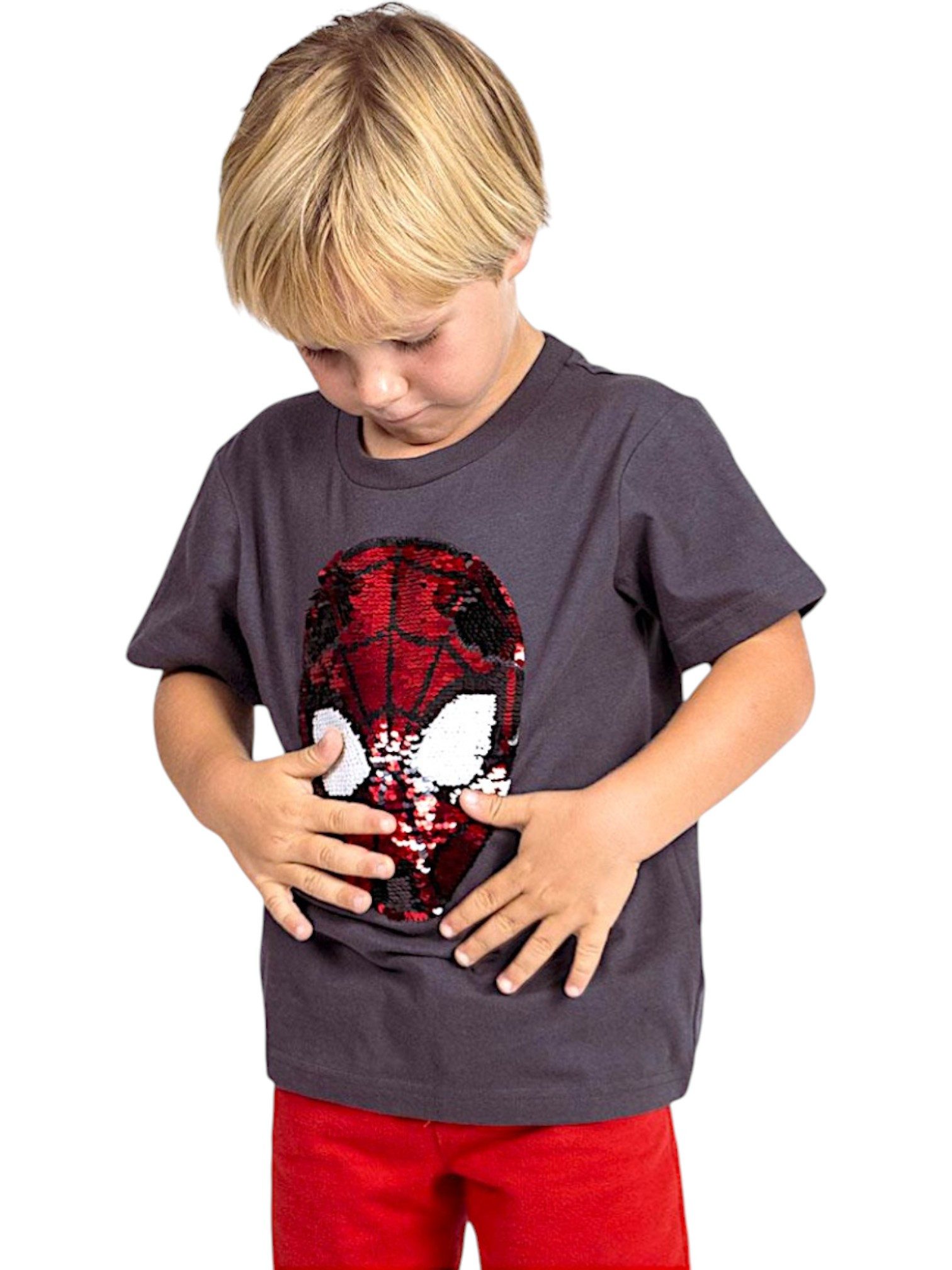 Cerdá T-Shirt Spider-Man - Marvel Jungen Kurzarmshirt mit Wendepailletten-Design Gr. 98 - 122 cm