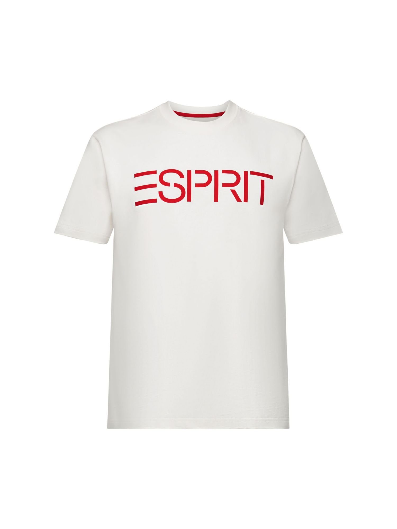 T-Shirt WHITE aus Logo-T-Shirt Esprit Unisex (1-tlg) Baumwolljersey OFF