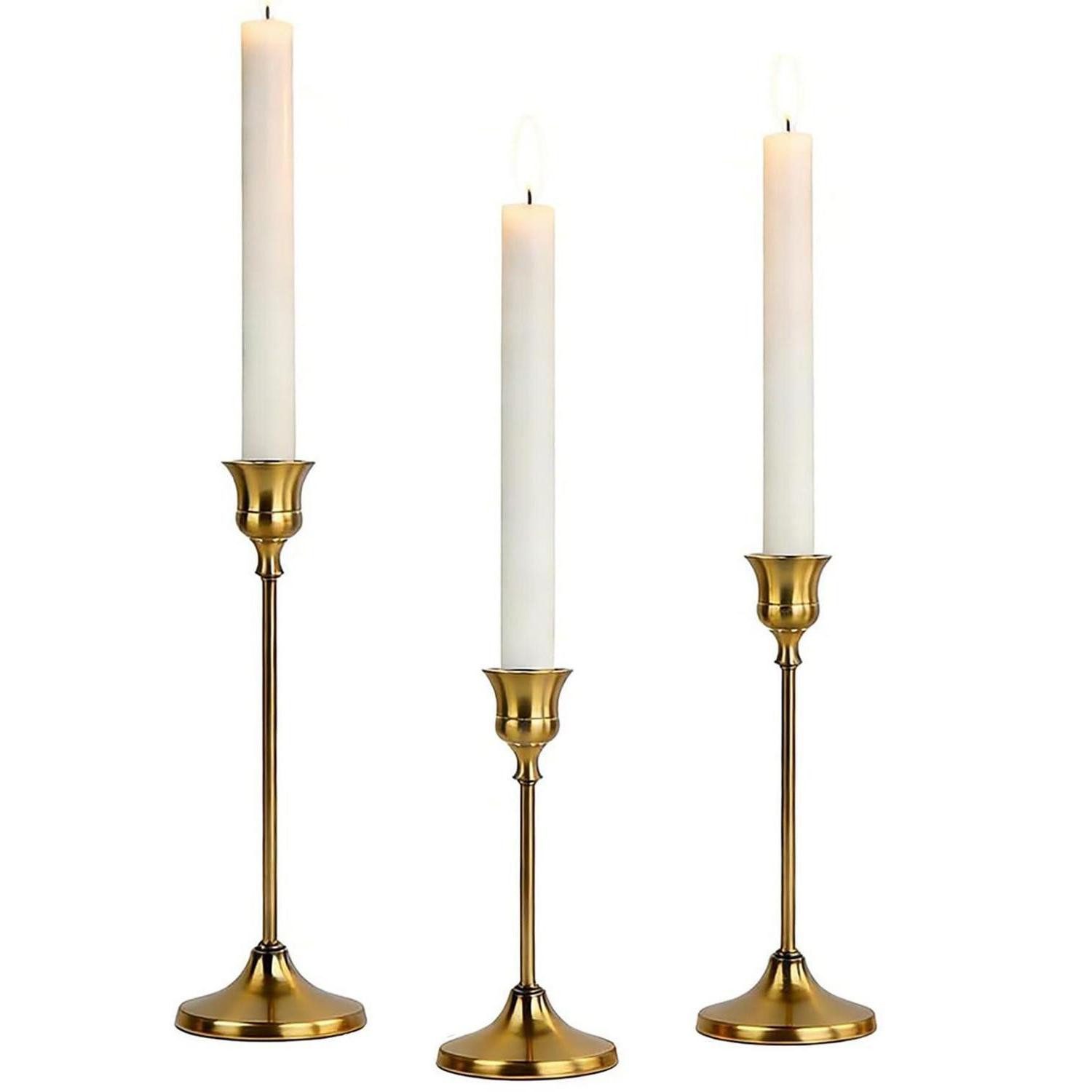 LuxusKollektion Kerzenständer Messing Kerzenständer 3er Set Gold (3 St)