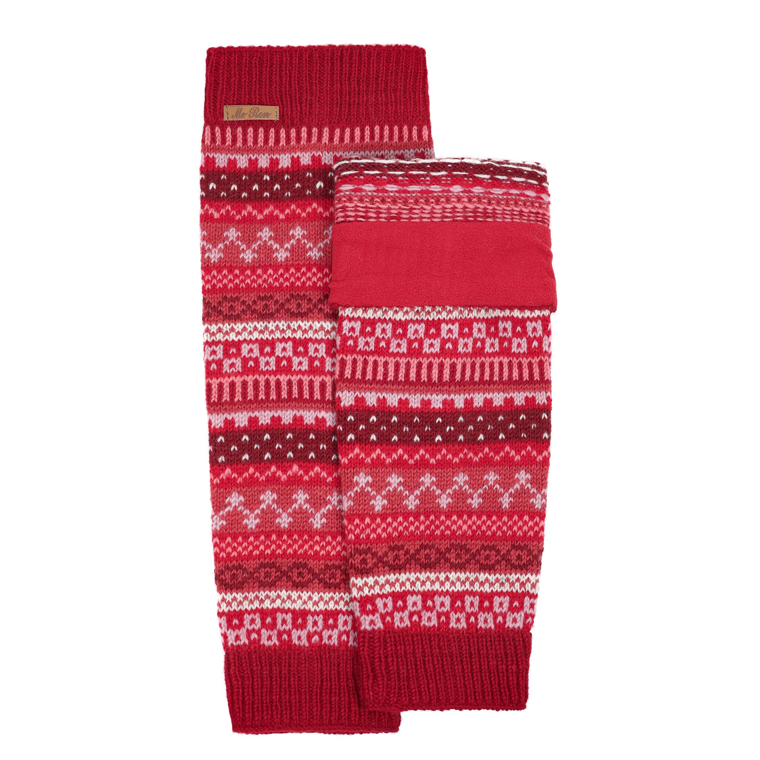 McRon Beinstulpen Gestrickte Stulpen im Norweger Design Modell Maleg, mit Fleeceband