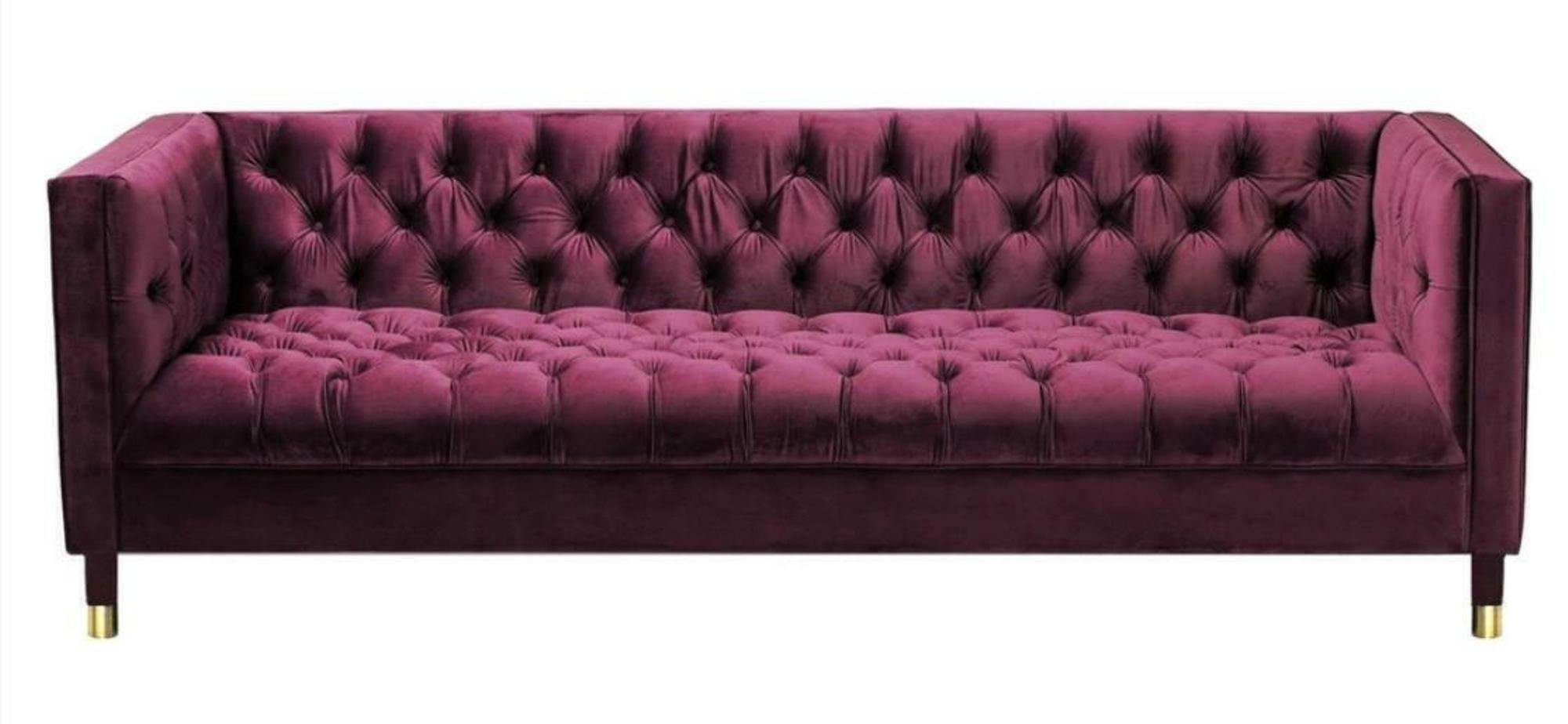 JVmoebel Chesterfield-Sofa, Burgund Dreisitzer Stoff Wohnzimmer Design Couchen Polster Sofa