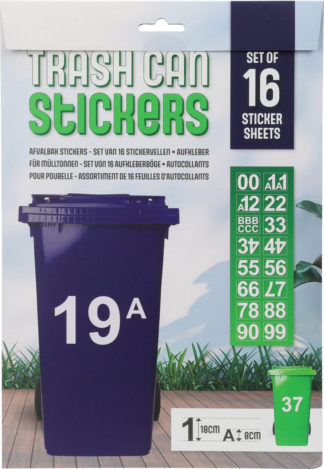 Koopman Aufkleber Mülltonnen Aufkleber 16 Bögen Beschriftung Zahlen Buschstaben 18 cm, (Set, 16tlg), 16 Bögen, Selbstklebend, Wetterfest, Weiß, Weiß