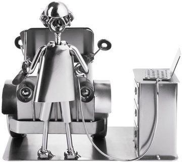 BRUBAKER Dekofigur Metallskulptur Schraubenmännchen Automechaniker (1 St), kunstvolle Geschenkfigur für Mechaniker, KFZ-Mechatroniker, Tuner und Auto Bastler, Metallfigur